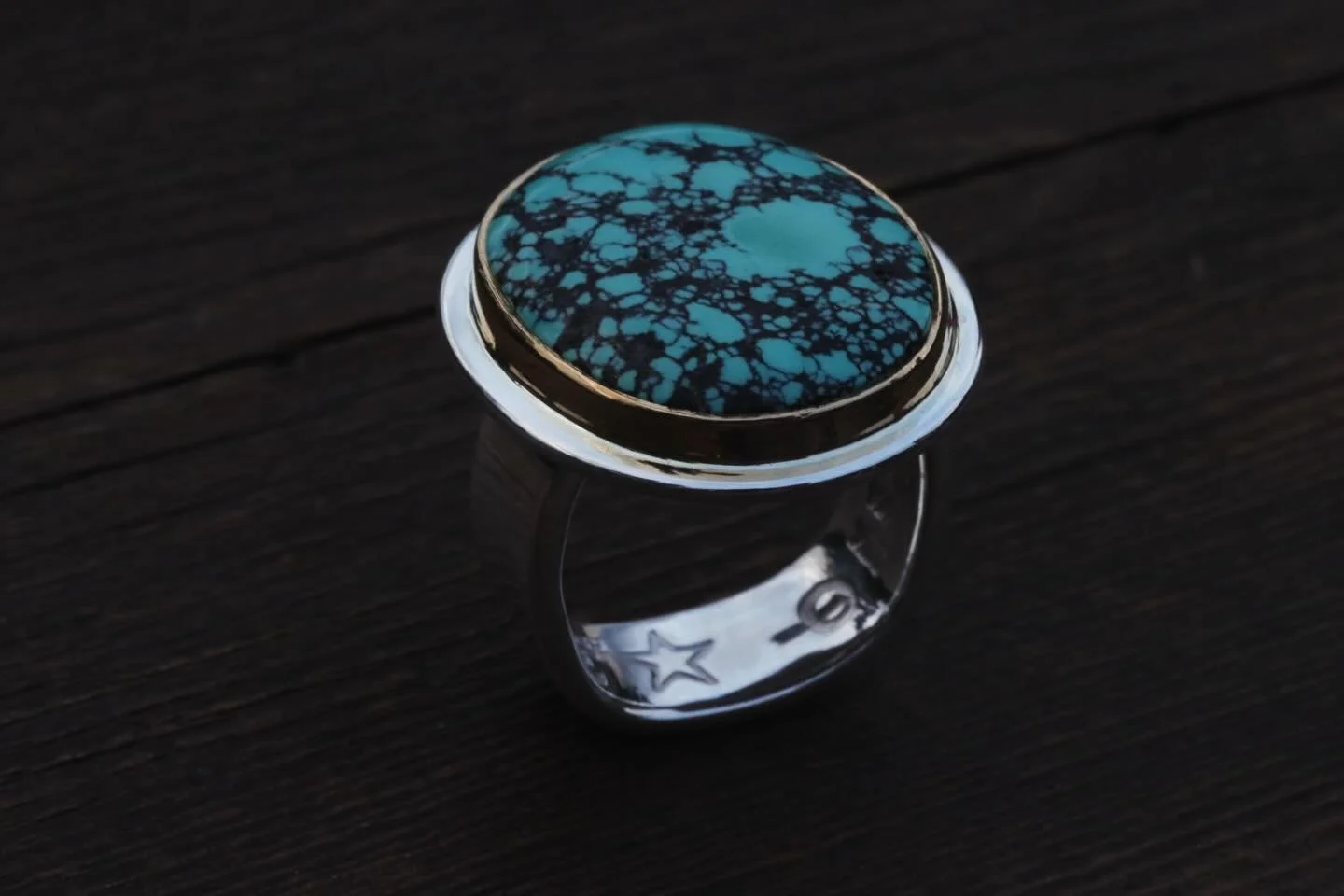 This turquoise had been begging to be set. It&rsquo;s been in a drawer of my old jewelers bench and as I was making a series of our time honored classics for this fall I thought to add it. I&rsquo;m not sure where it originated but beauty is beauty i