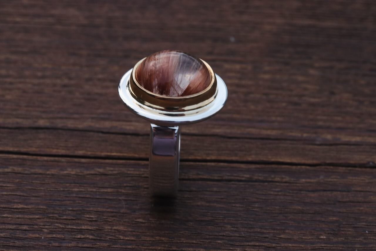 🪐 Rutile in Quartz, set in 22K gold and silver. Hand fabricated always. 

#timehonored #handmade #bigsur #goldsmith #legacy