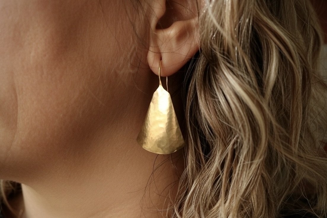 22k Gold Sculpted Drop Earrings by Big Sur Goldsmiths
