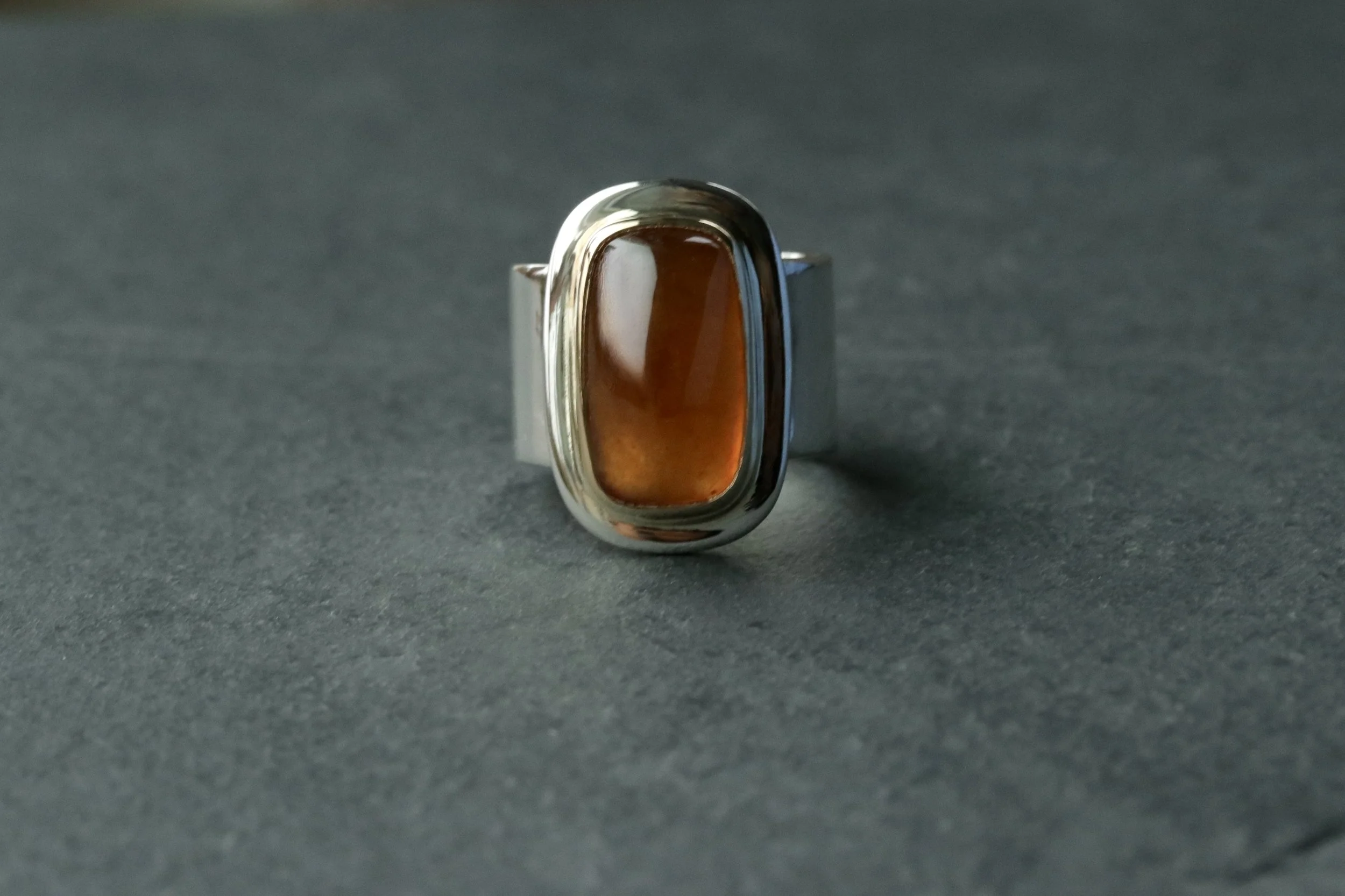 Garnet Wide Band Ring in 22K Gold & Sterling Silver by Carrie Armstrong Design