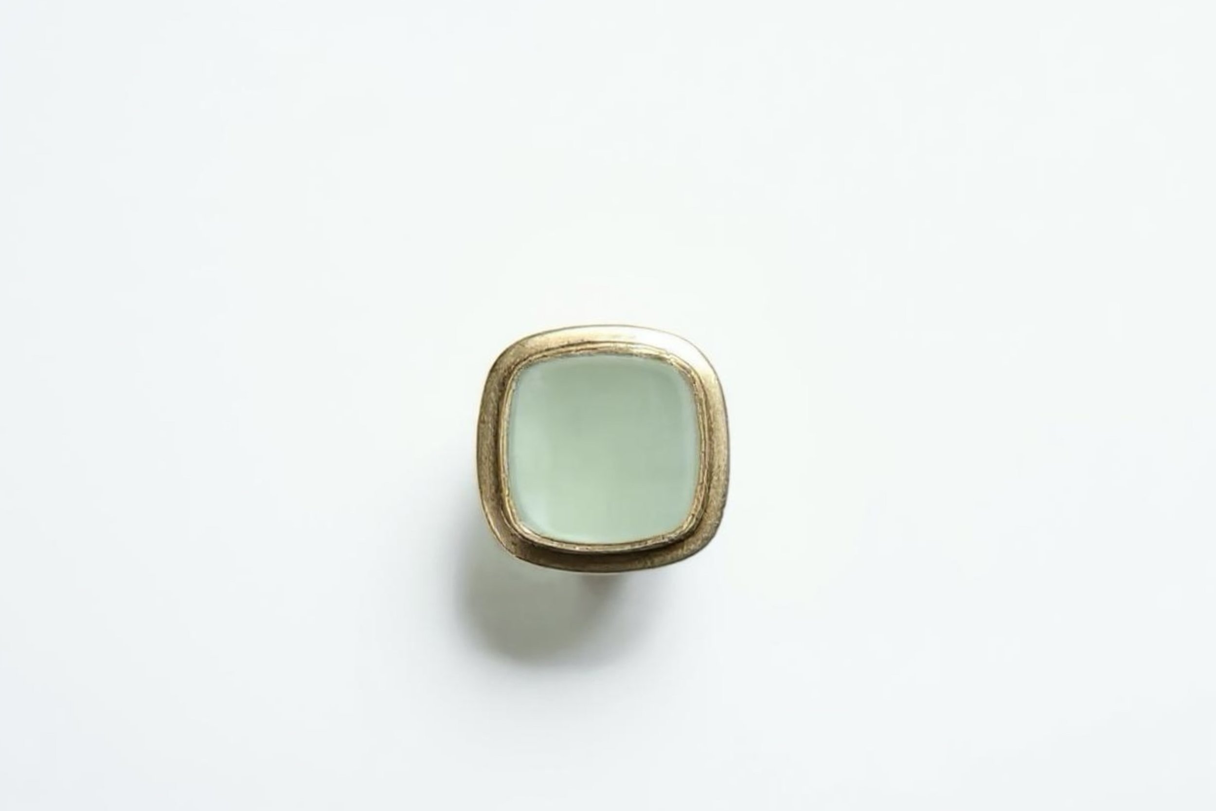 Chatoyant Green Beryl Cushion Ring in 22K & 18K Gold by Carrie Armstrong Design