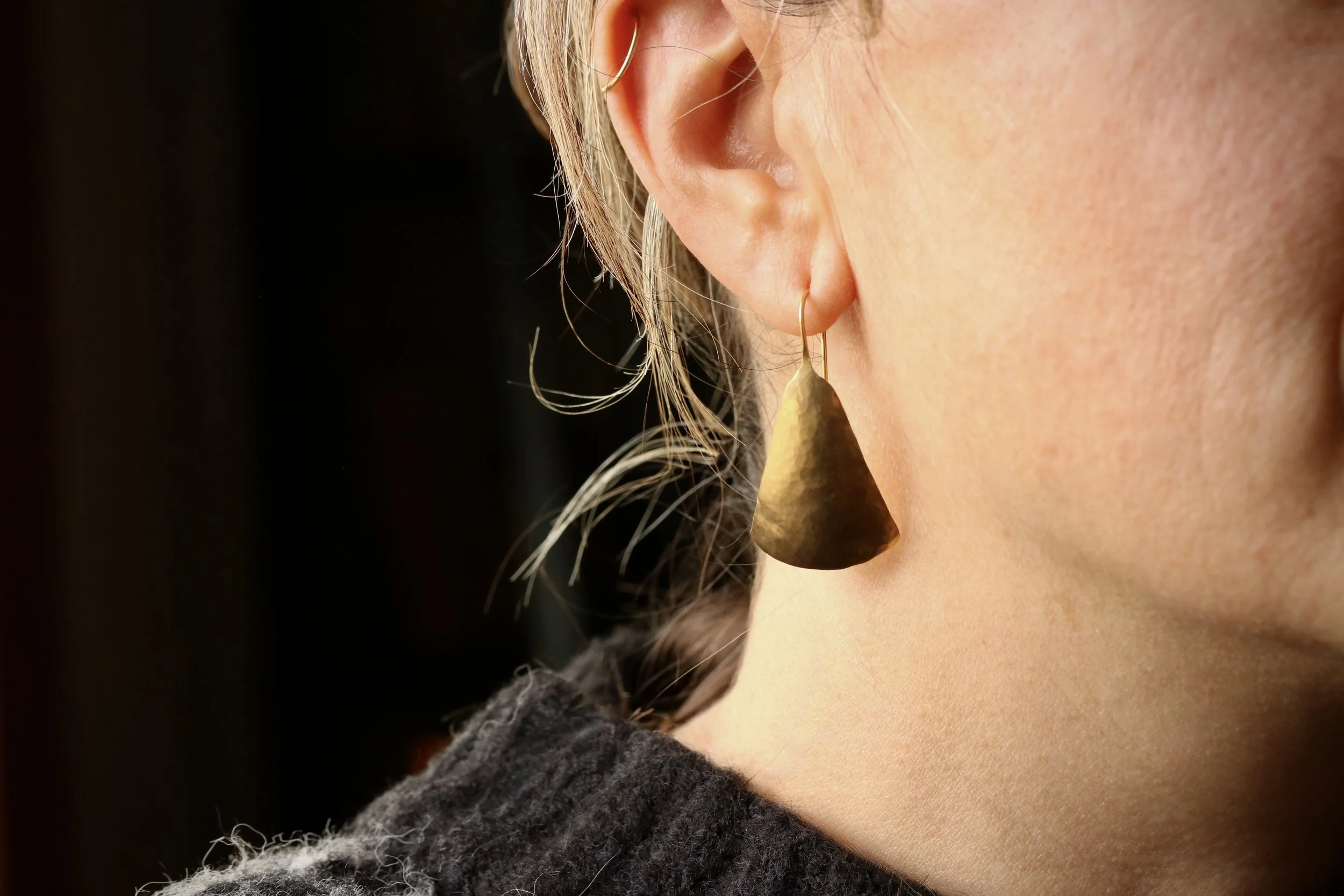 22k Gold Sculpted Drop Earrings by Big Sur Goldsmiths