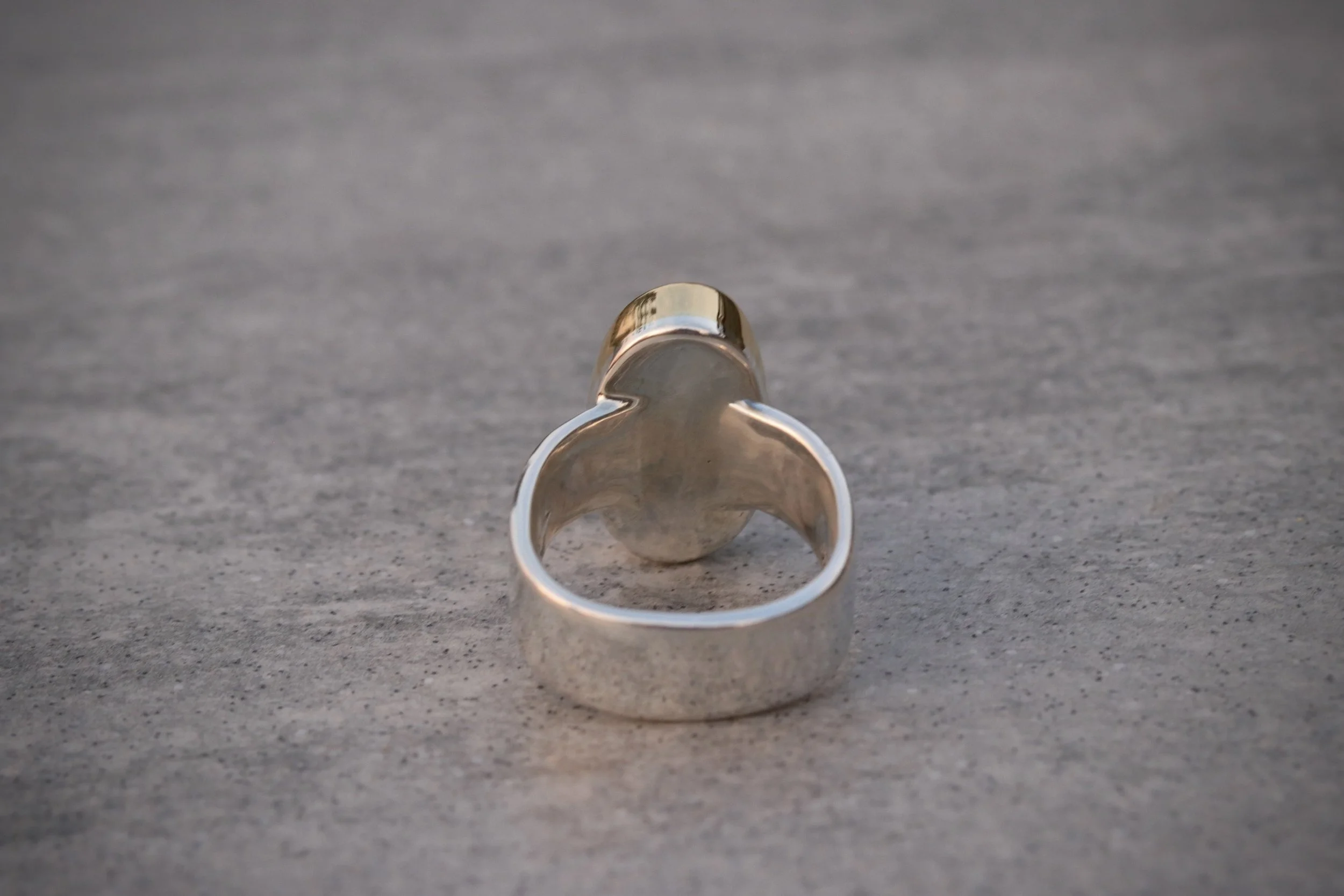 Number 8 Mine Turquoise Ring in 22k Gold & Sterling Silver by Carrie Armstrong Design