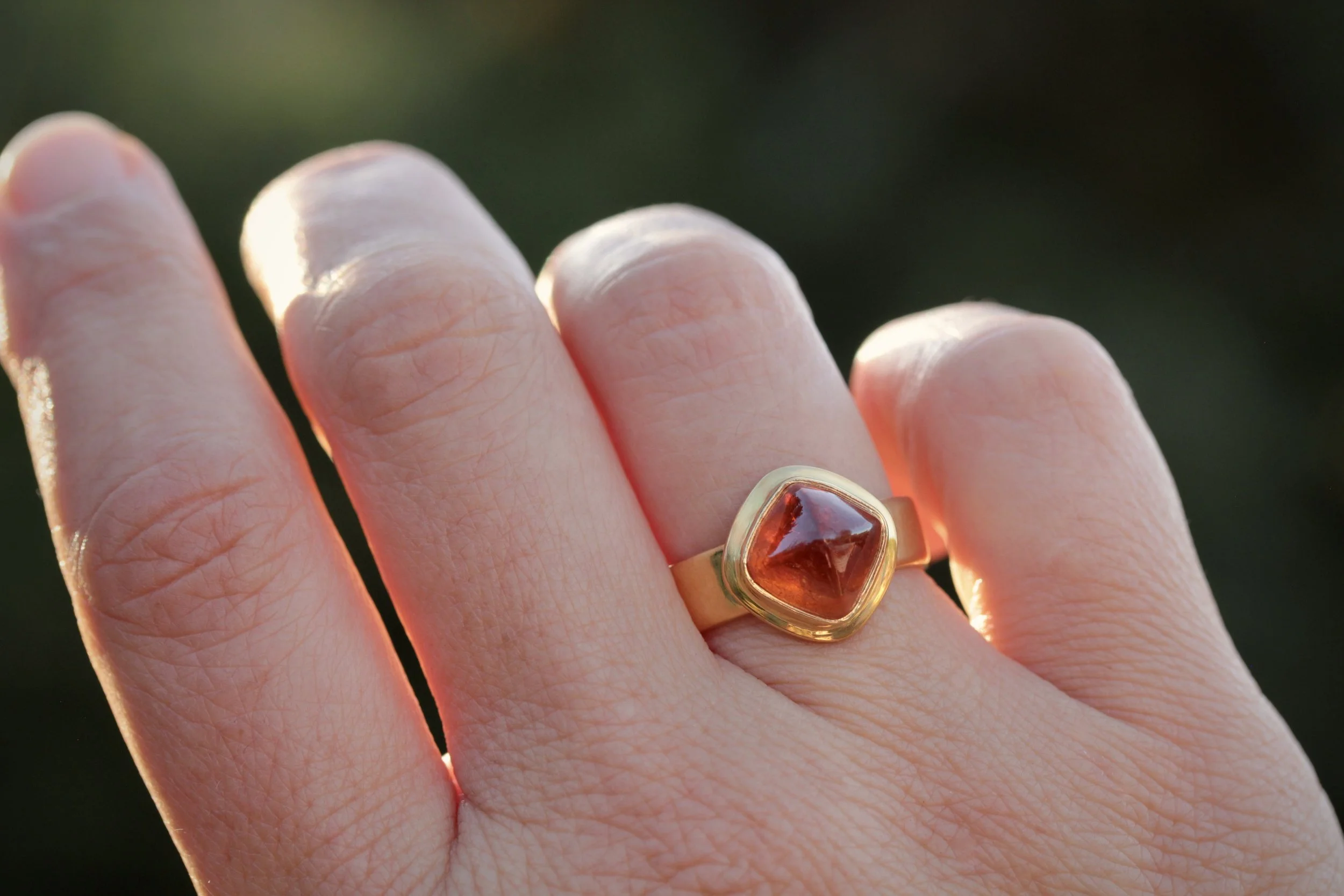 Mandarin Garnet (Spessartite) Ring in 22k Gold by Carrie Armstrong at Big Sur Goldsmiths