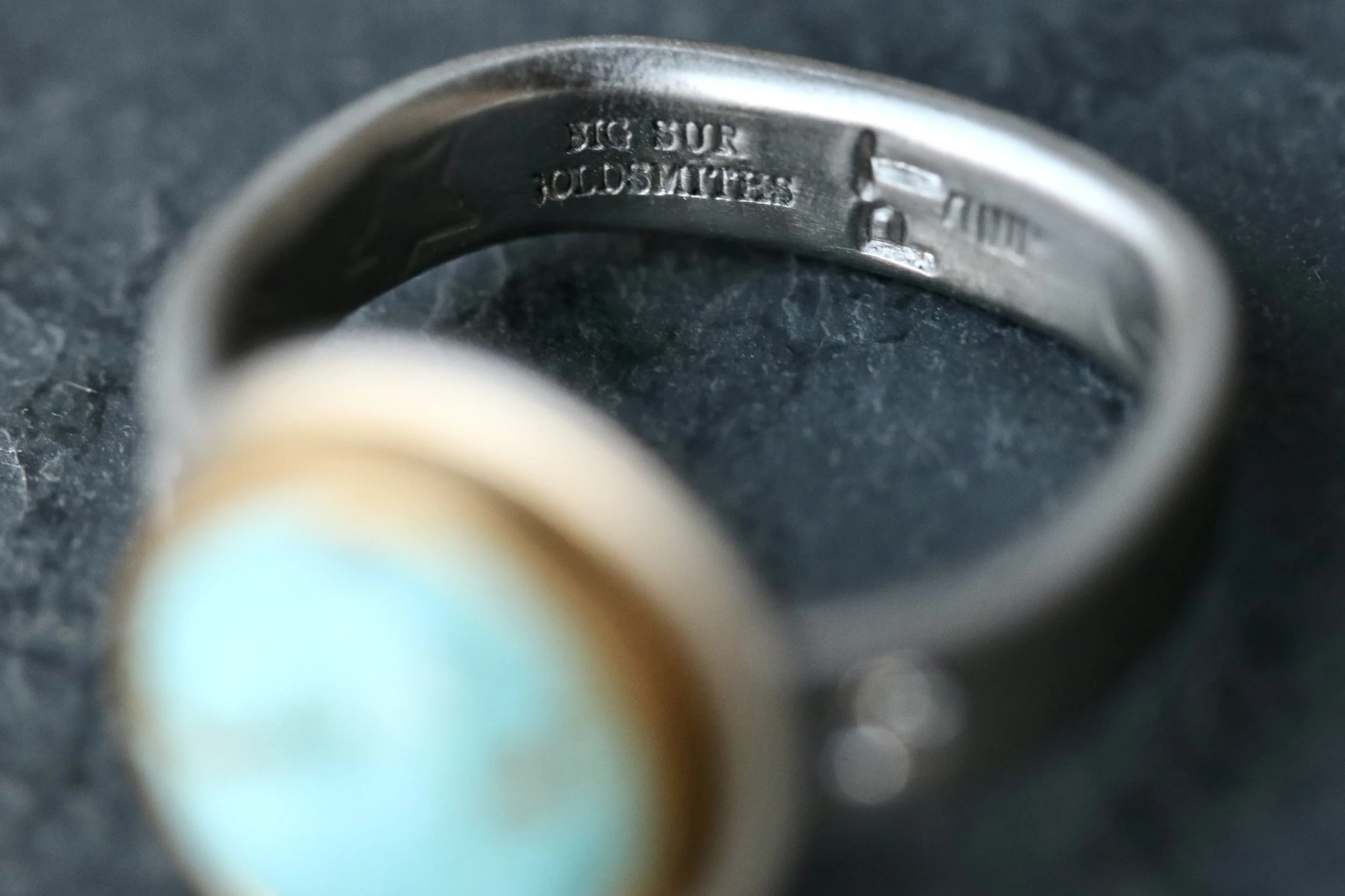 Number 8 Turquoise Solitaire Ring in Platinum & 22k Gold by Big Sur Goldsmiths
