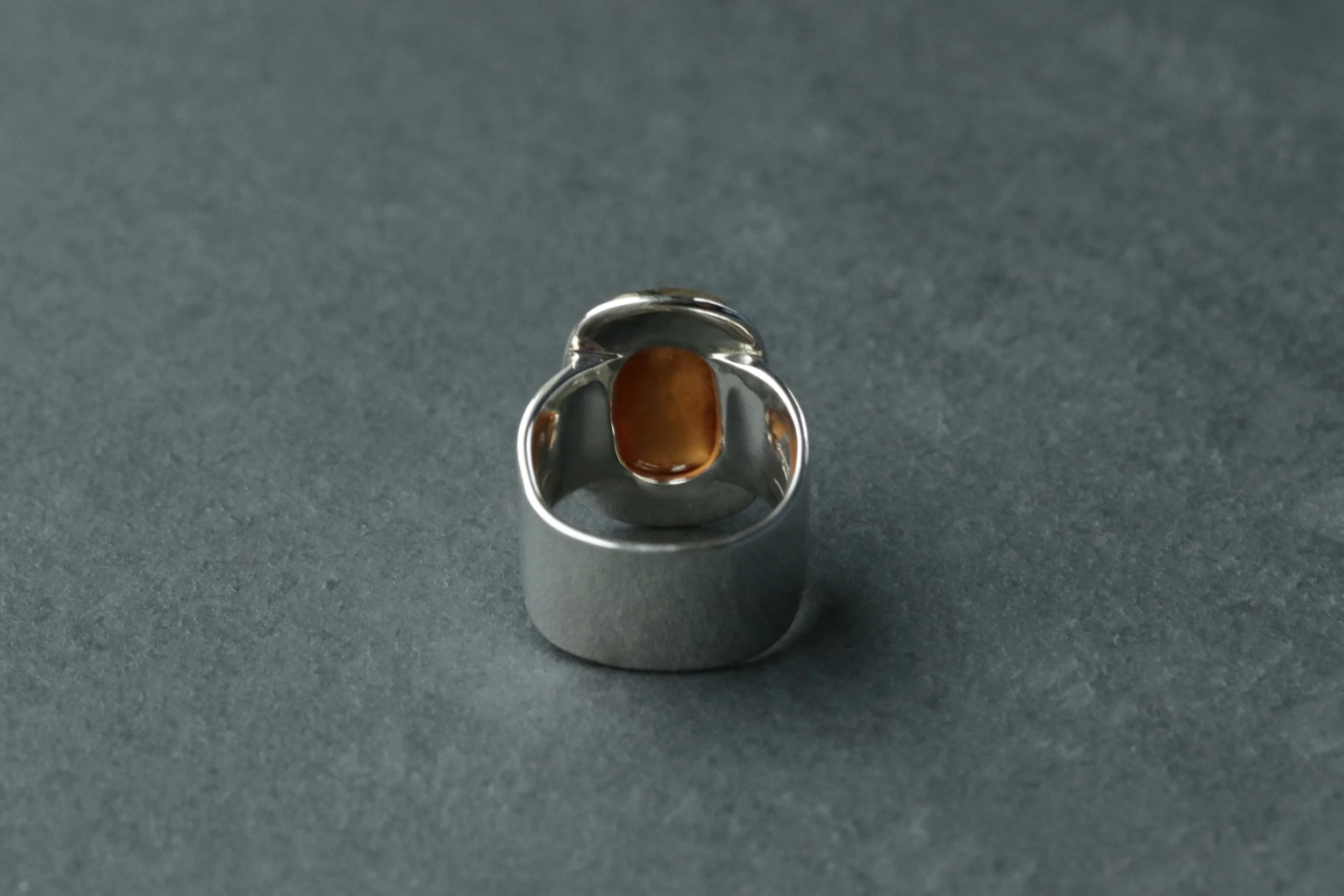 Garnet Wide Band Ring in 22K Gold & Sterling Silver by Carrie Armstrong Design