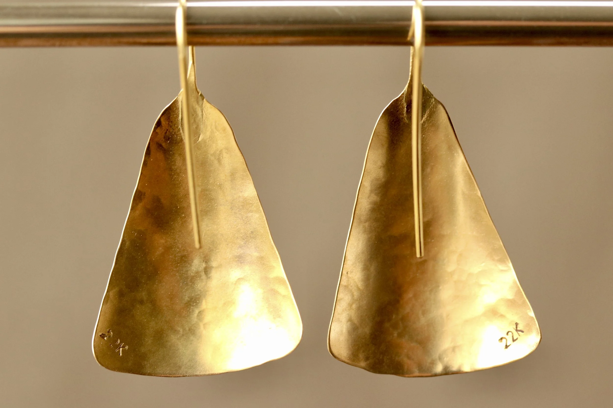 22k Gold Sculpted Drop Earrings by Big Sur Goldsmiths