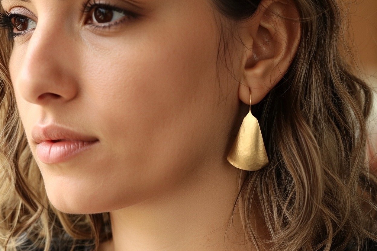 22k Gold Sculpted Drop Earrings by Big Sur Goldsmiths