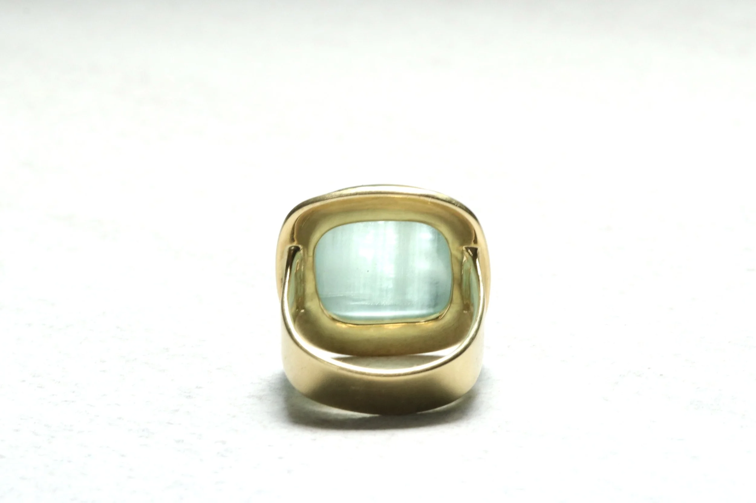 Chatoyant Green Beryl Ring in 22k & 18k Gold by Carrie Armstrong Design
