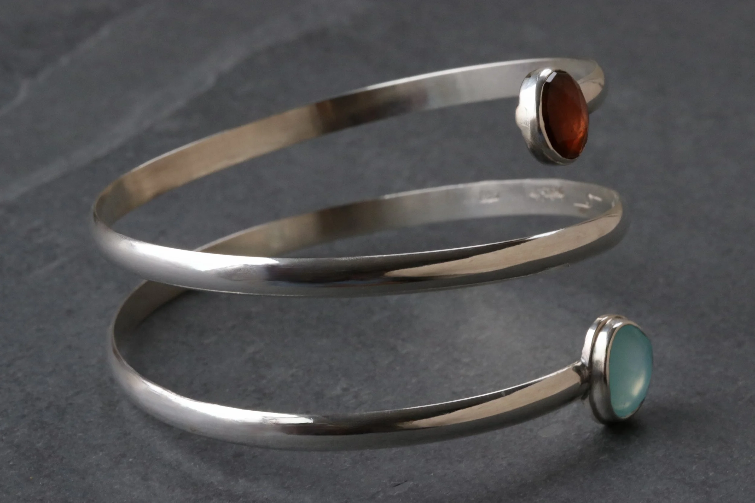 Garnet and Chalcedony Bracelet in Sterling Silver by Carrie Armstrong