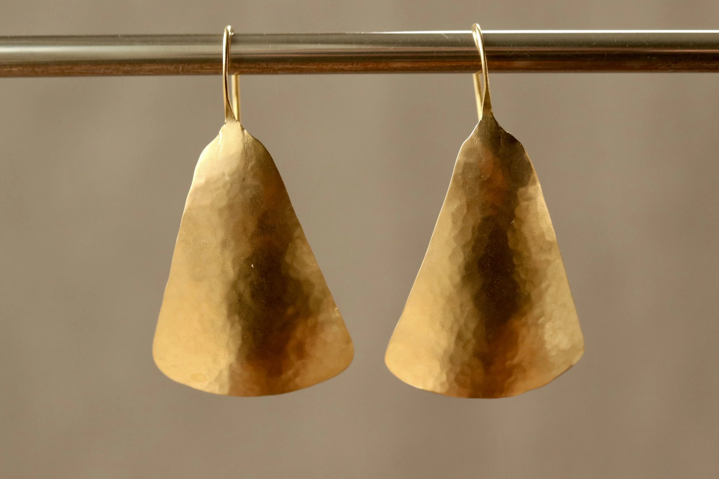 22k Gold Sculpted Drop Earrings by Big Sur Goldsmiths