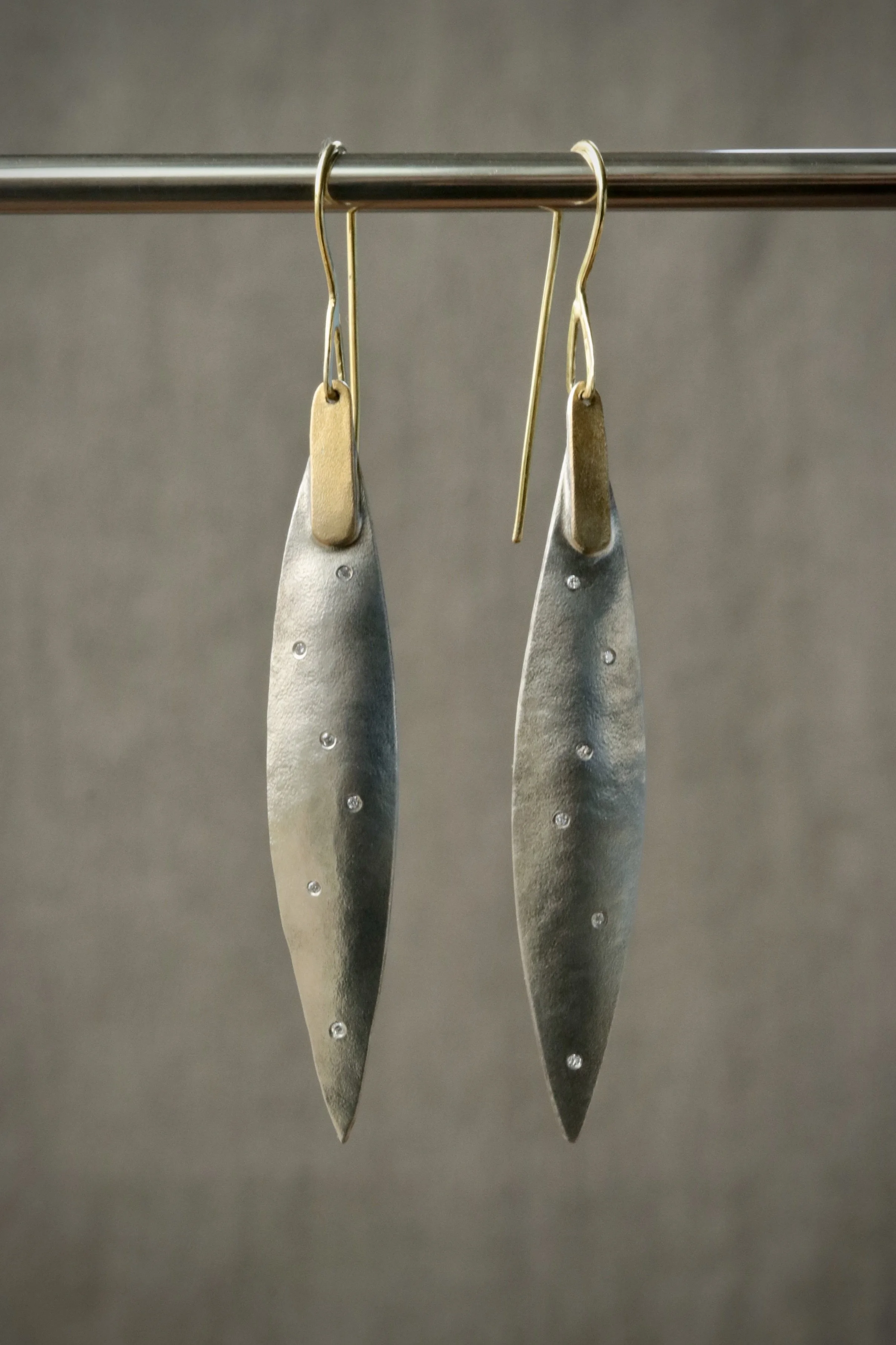 White Diamonds Earrings in 18K Gold & Sterling Silver by Carrie Armstrong Design