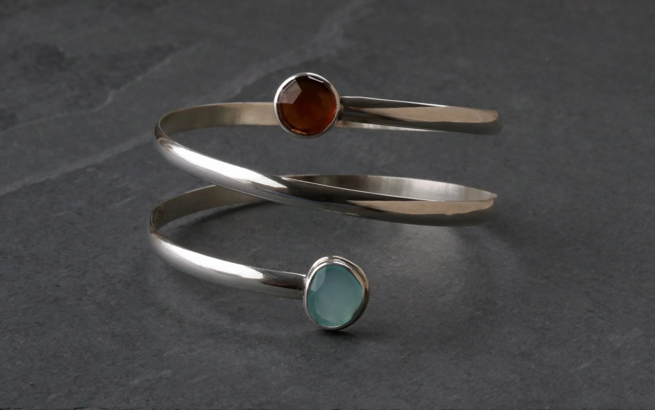 Garnet and Chalcedony Bracelet in Sterling Silver by Carrie Armstrong