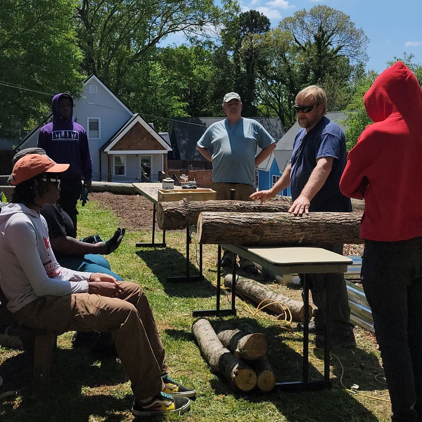 Learning from the best! Micheal Blackwell from KSU walked us through the process of growing shiitake mushrooms with logs!