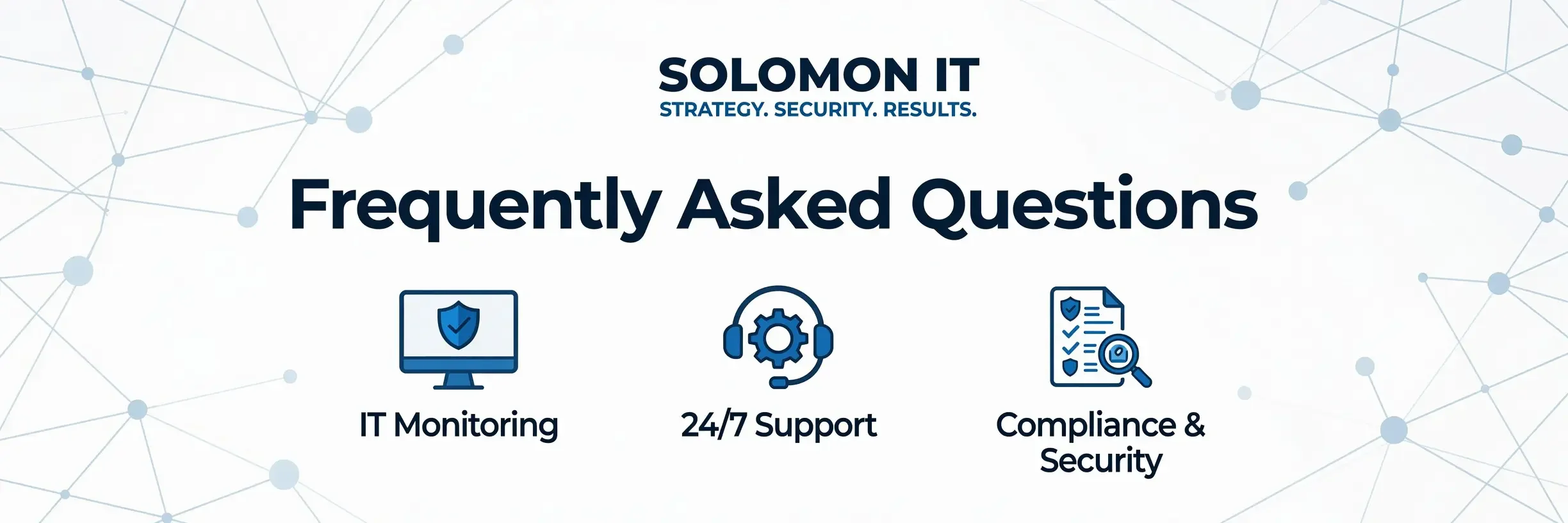 A simple FAQ graphic featuring Solomon IT