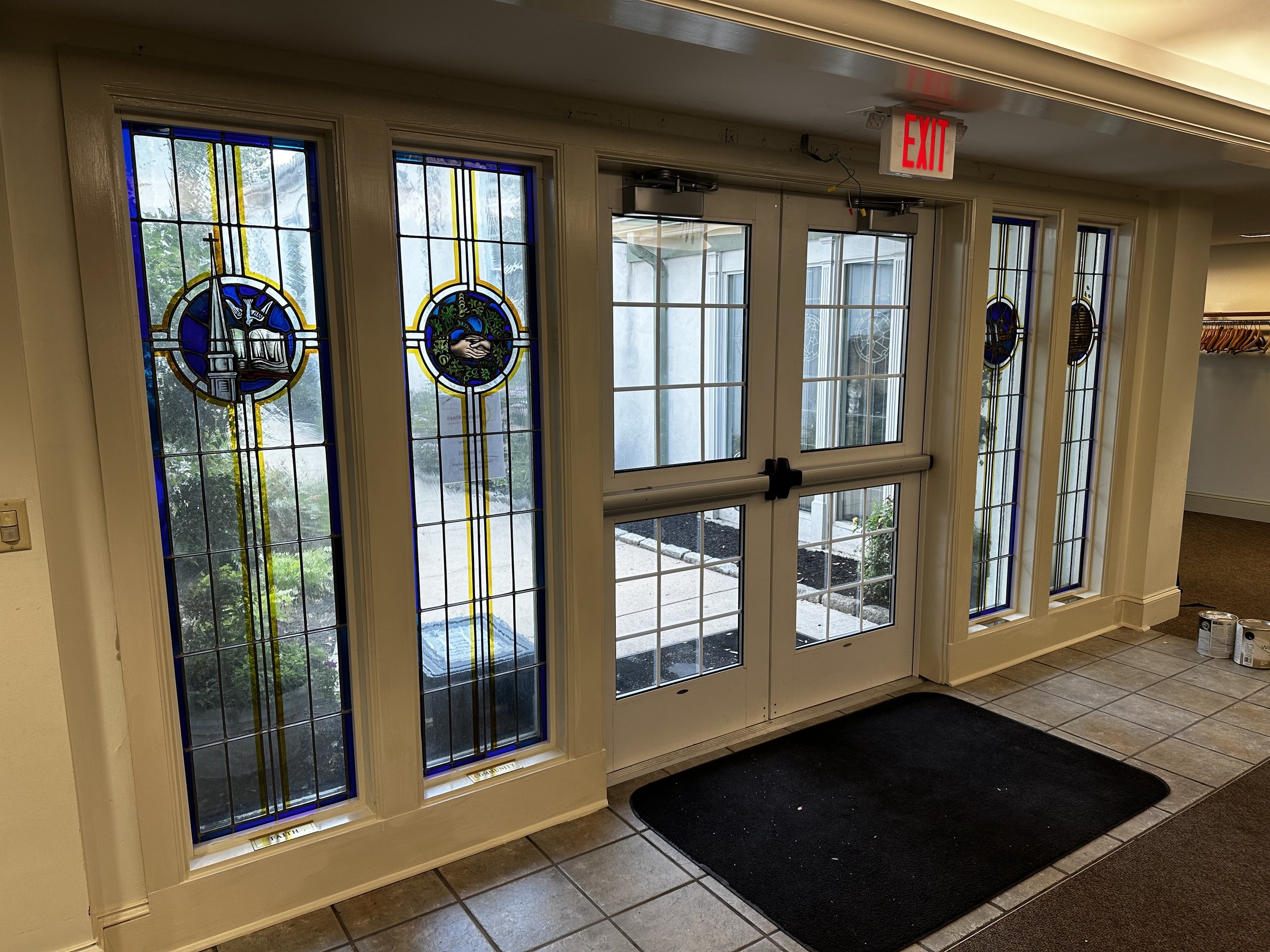 Trim around door painted by Joseph's Coat of Colors LLC at a Church in Plymouth Meeting