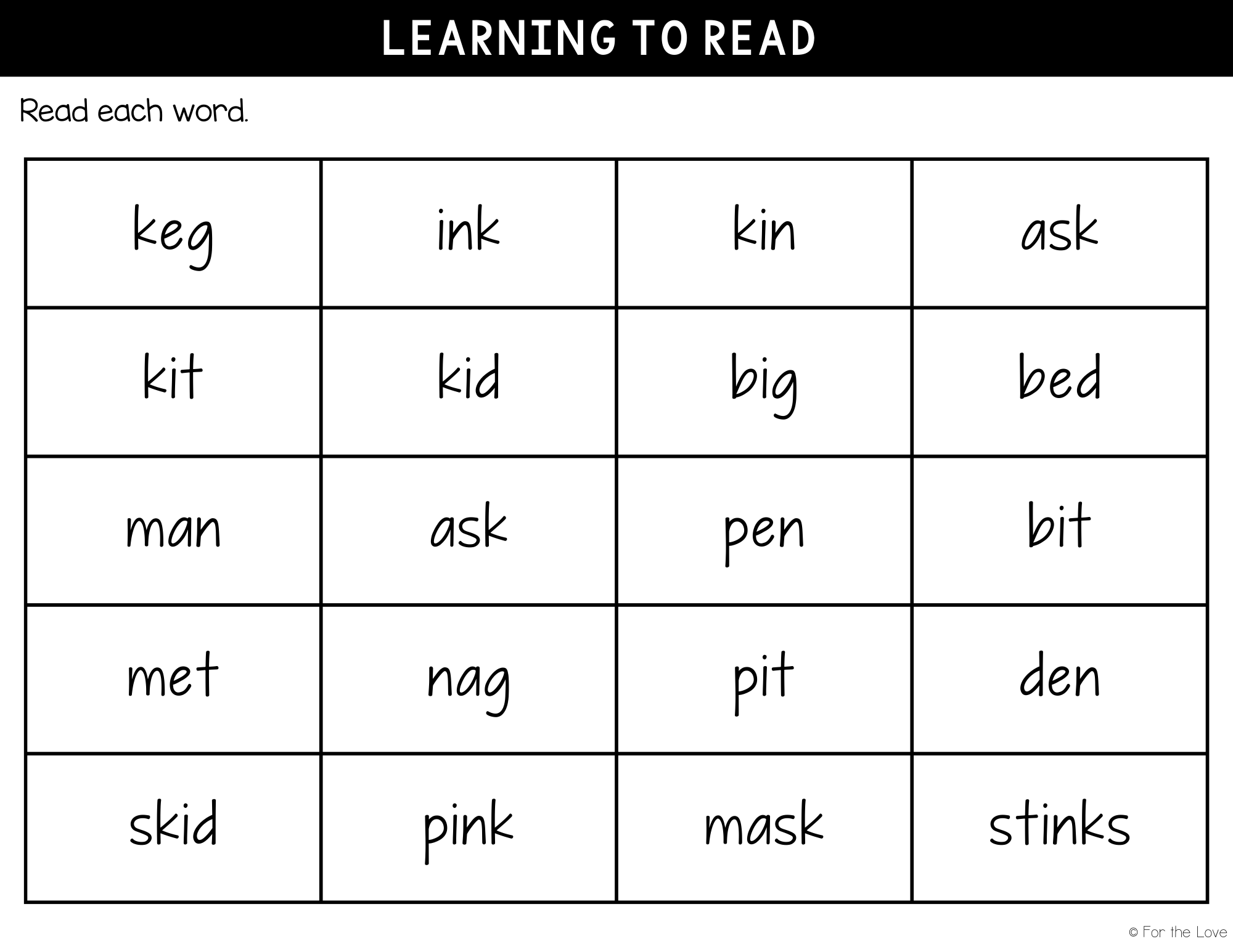 learning to read the letter k