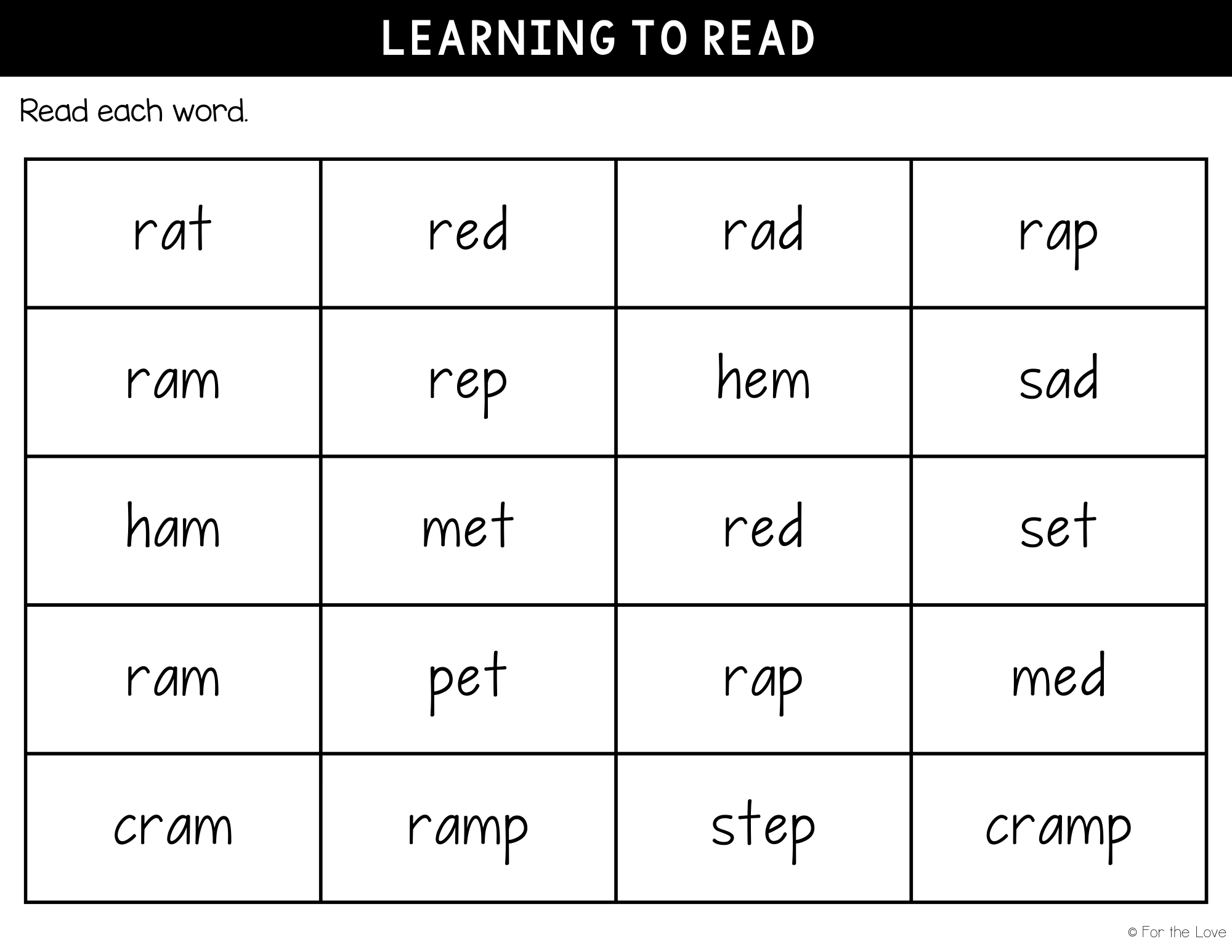 learning to read the letter r