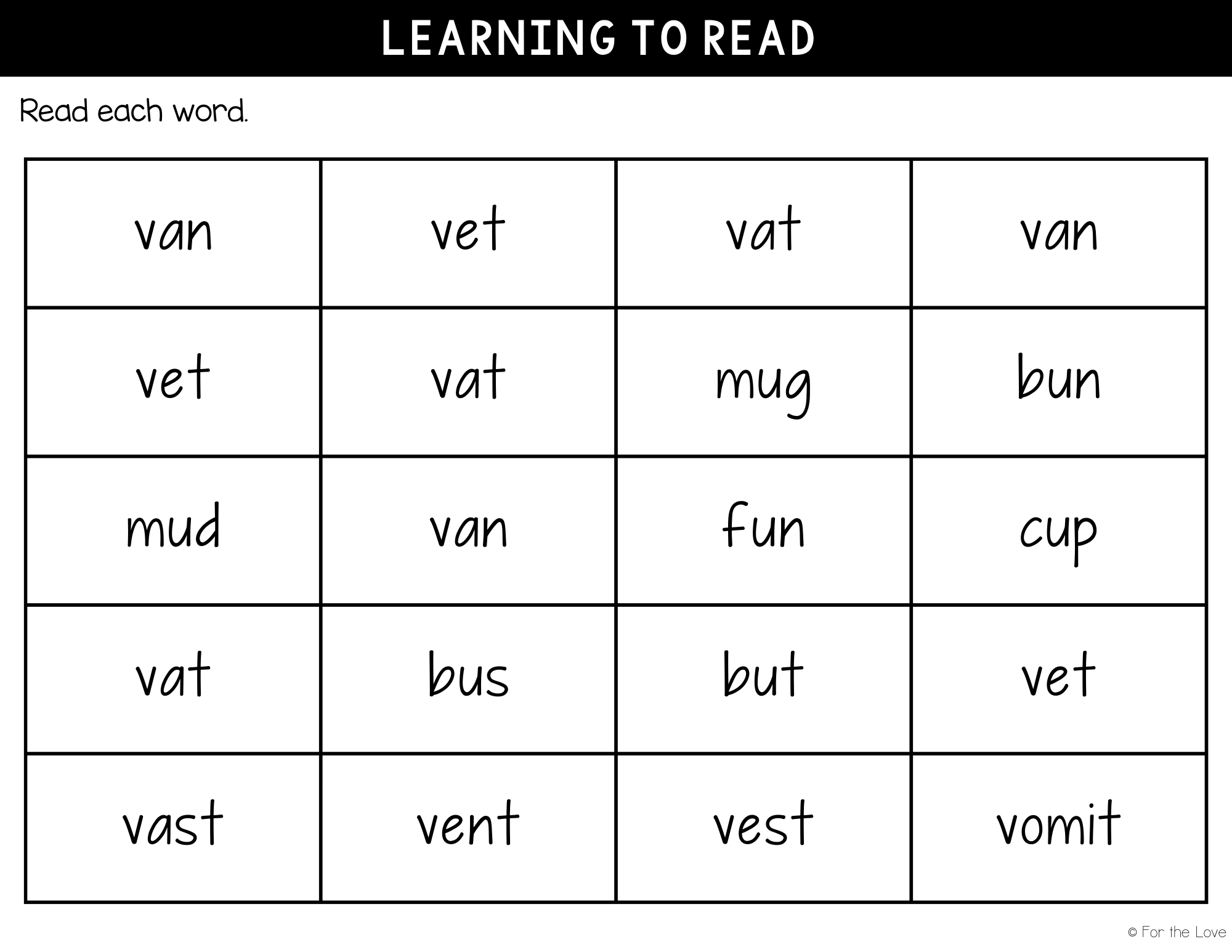 learning to read the letter v
