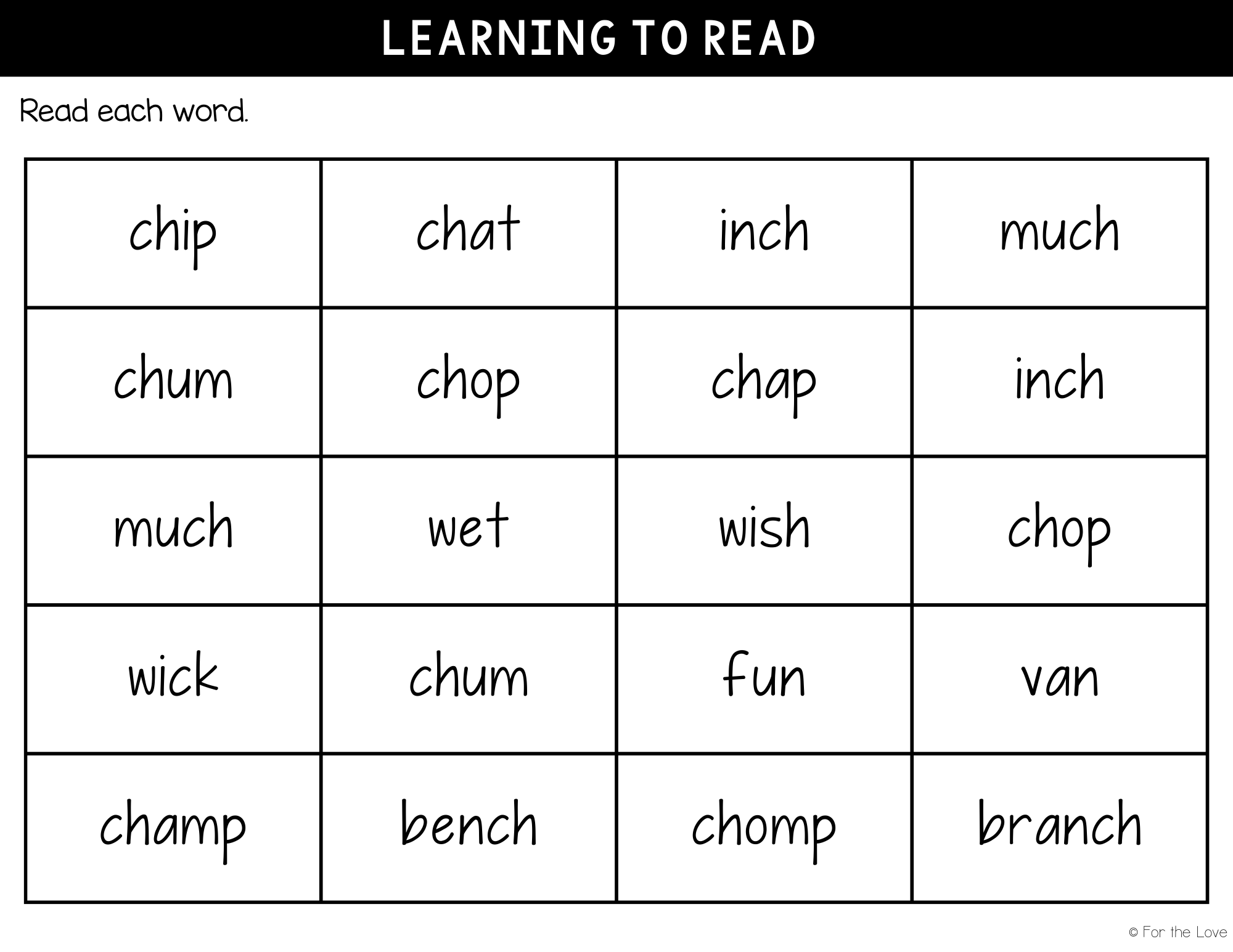 learning to read the digraph ch