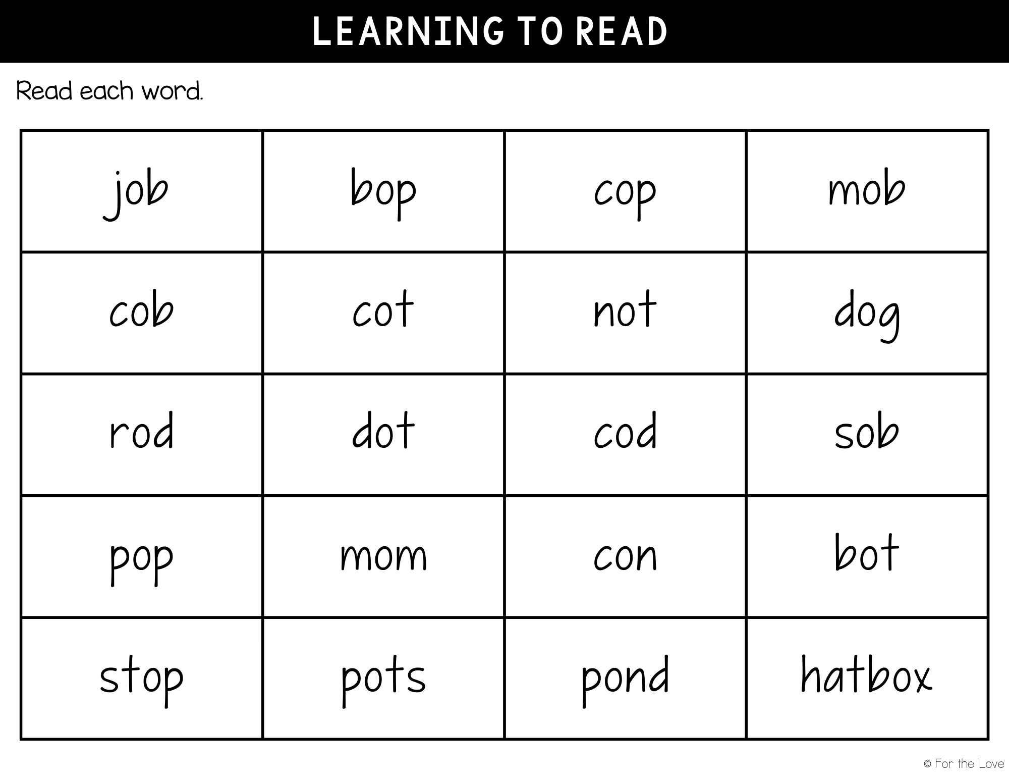 learning to read the letter o
