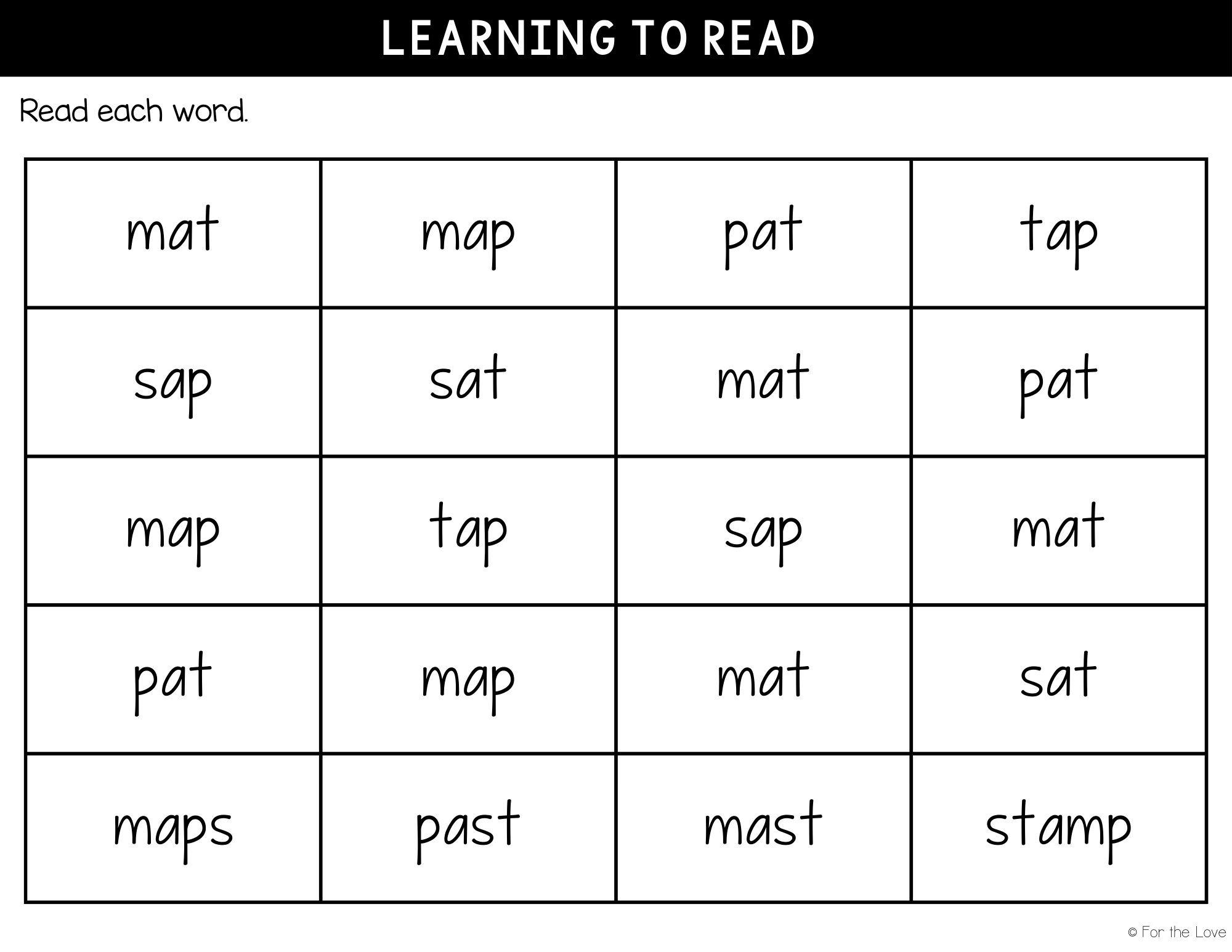learning to read the letter m
