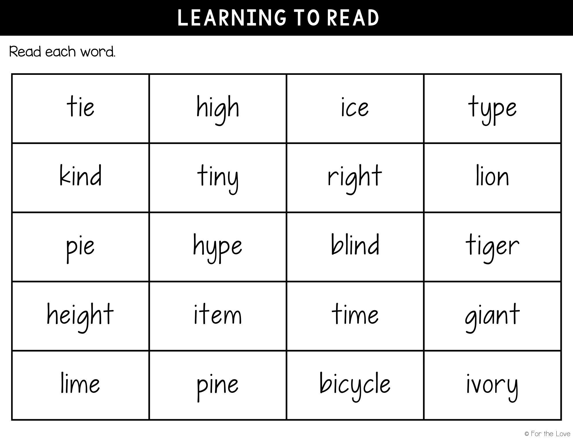 practice reading words with the long /i/ sound