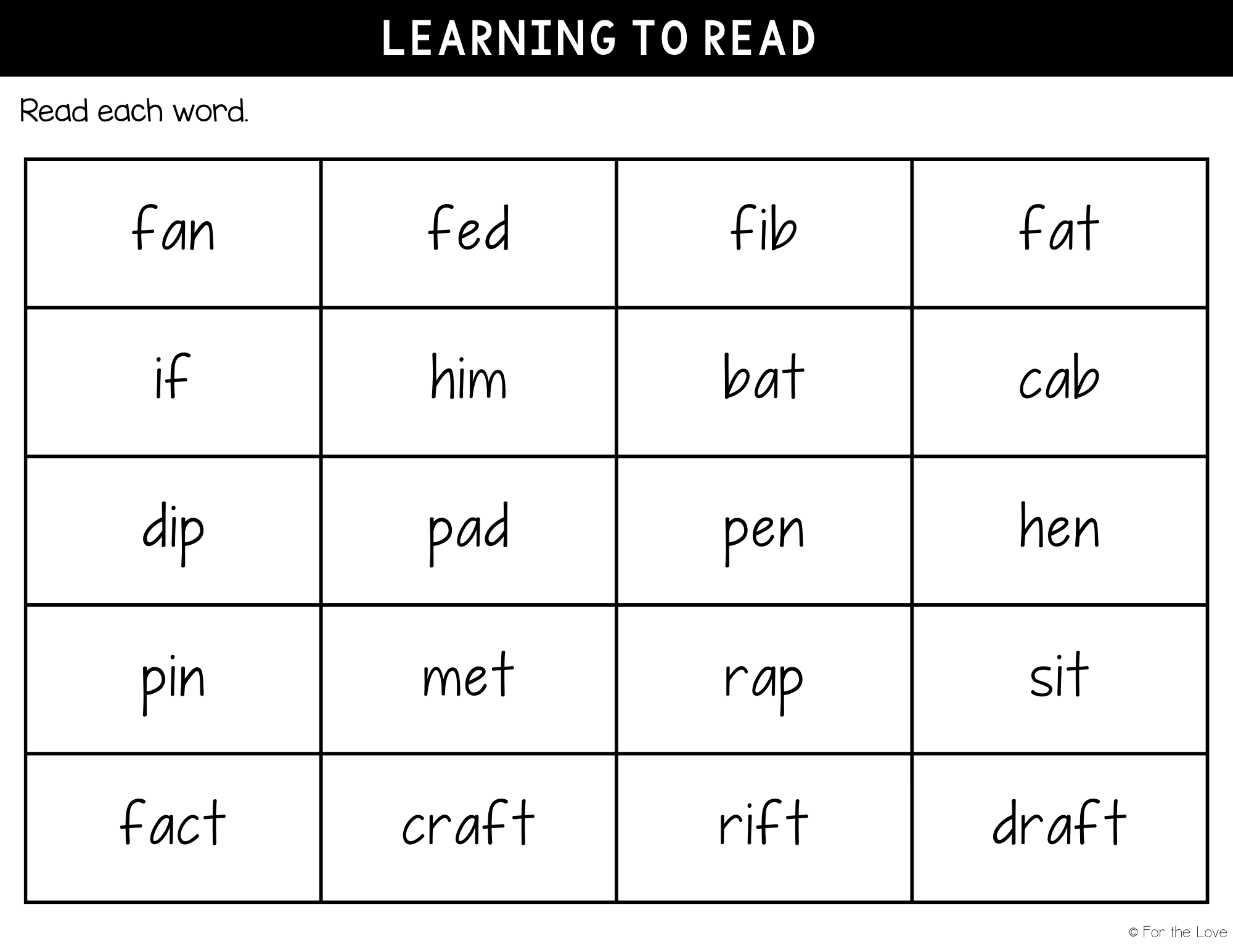 learning to read the letter f