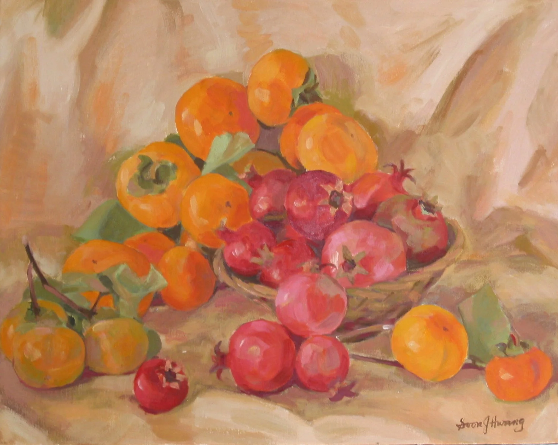 Still Life with Persimmon and Pomegranate