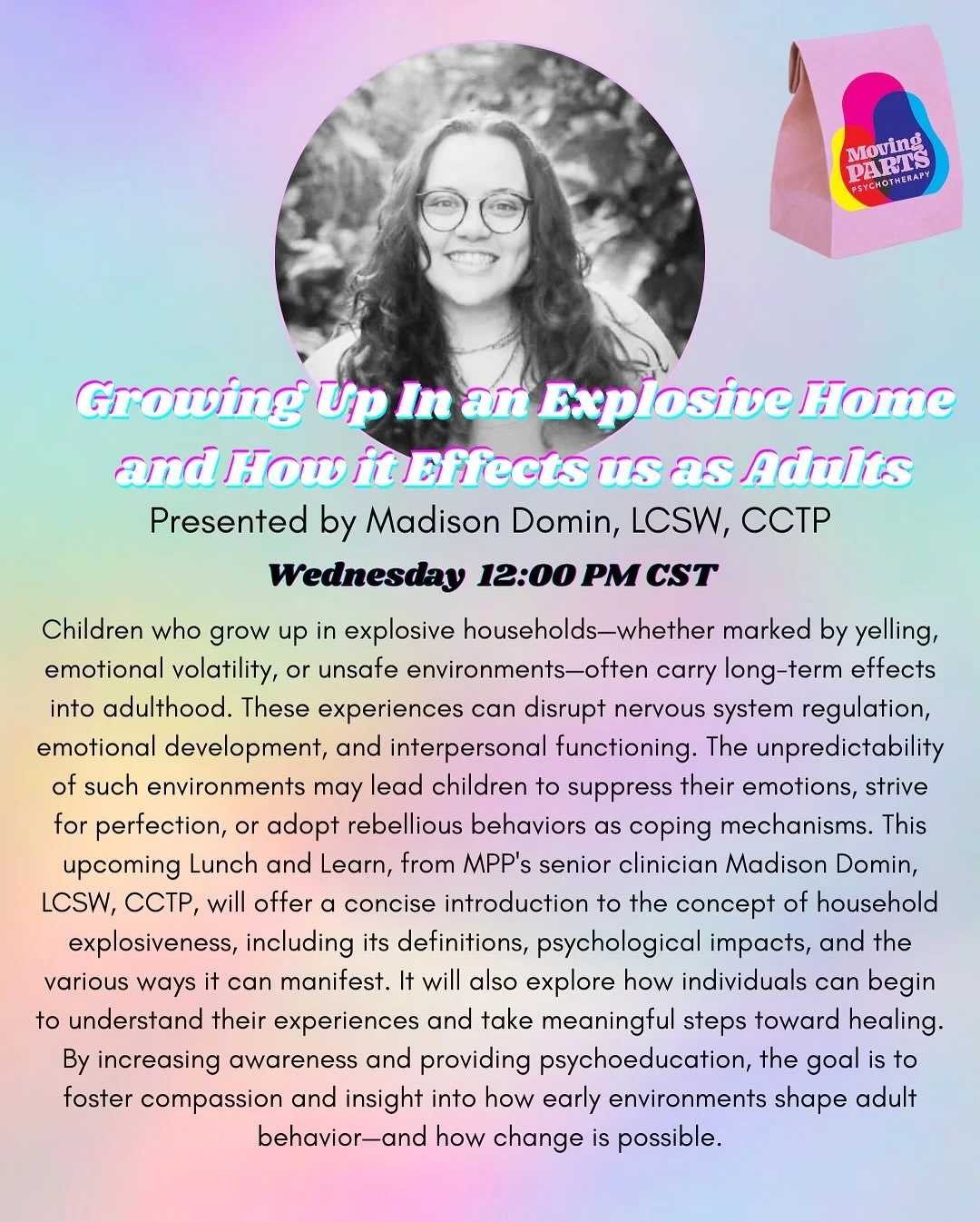 Join us for our next lunch and learn this Wednesday with @maddiedomin.lcsw ! 
&bull;
Need a link? DM us and we&rsquo;ll add you to the mailing list that will go out tomorrow!
&bull;
&bull;
&bull;
&bull;
&bull;
&bull;
&bull;
&bull;
&bull;
&bull;
#lunc