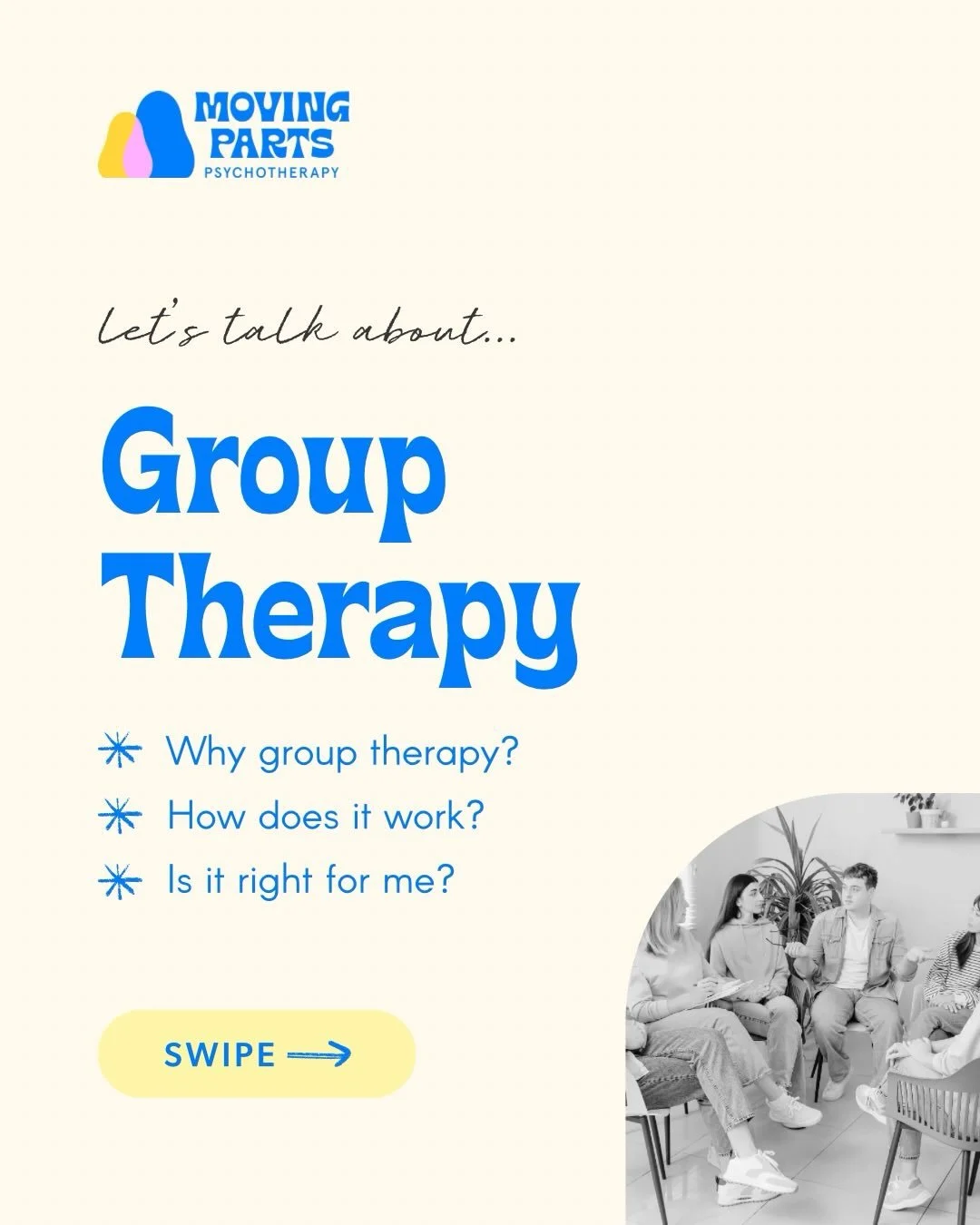 If you&rsquo;ve been feeling stuck in individual therapy or are looking to move deeper with attachment healing and repair, group therapy might be the right fit for you. We are now taking members for process groups. Reach out to hello@movingpartspsych