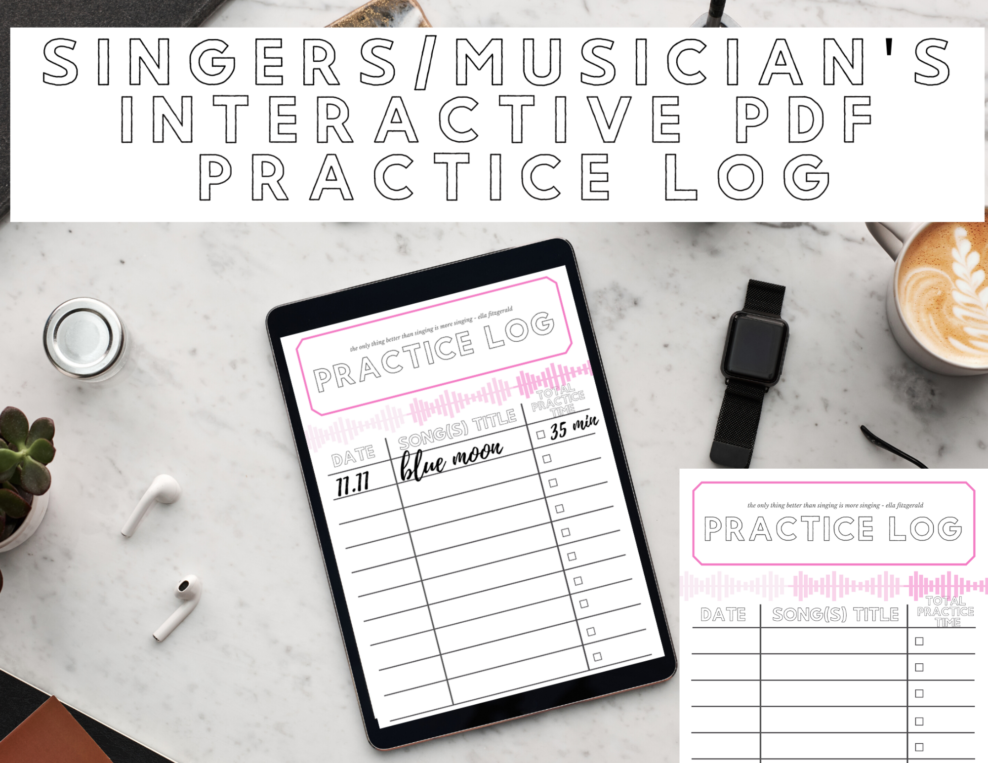Printable Singers/ Musician's Practice Log