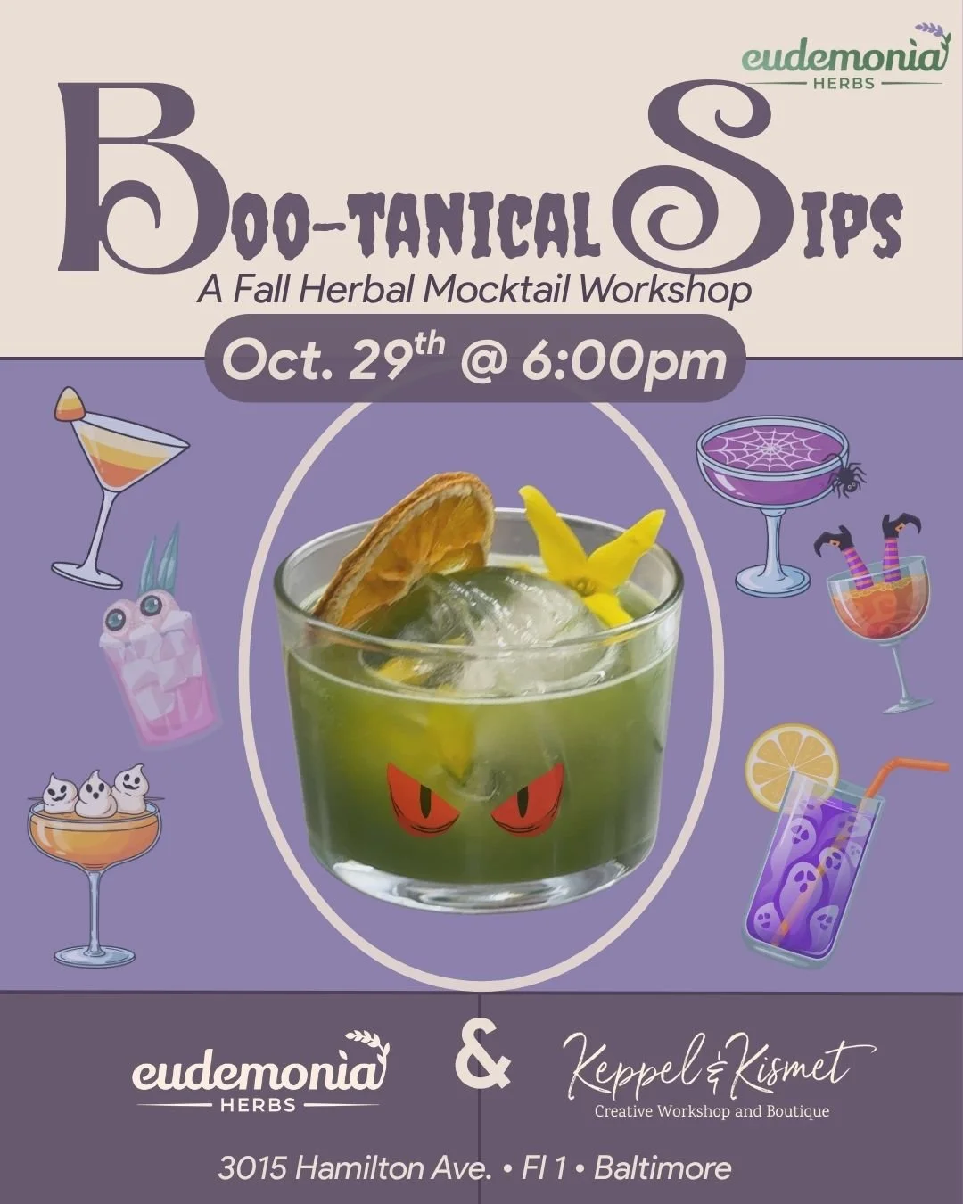 Boo-tanical Sips: A Fall Herbal Mocktail Workshop