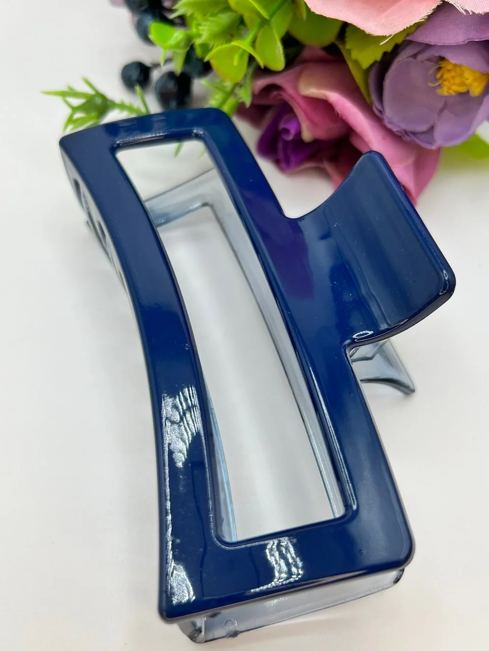 Square two-tone large tongs pin blue