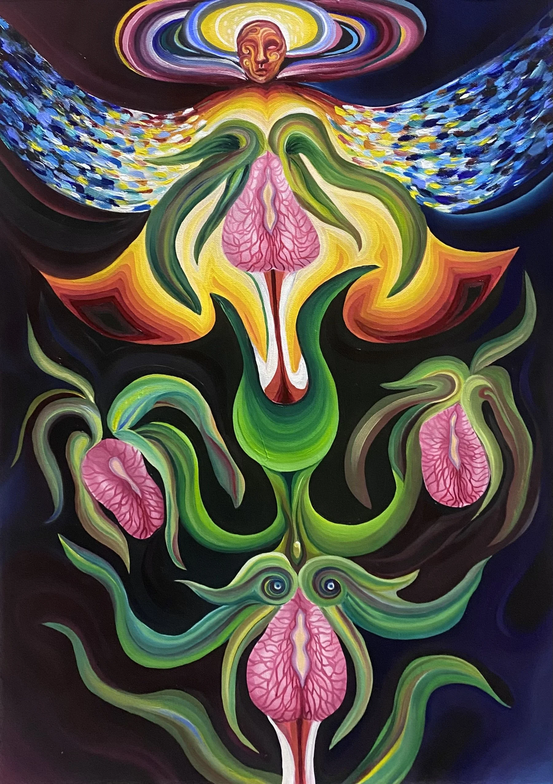 Lady Slippers, oil paint on paper, 22x30 in, February '25