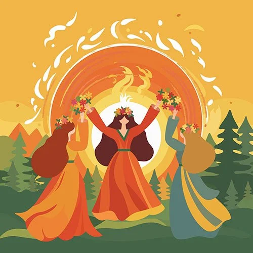 Women dancing in nature
