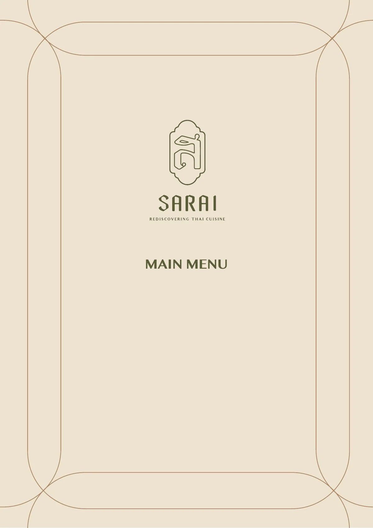 Sarai Fine Thai Main Menu cover