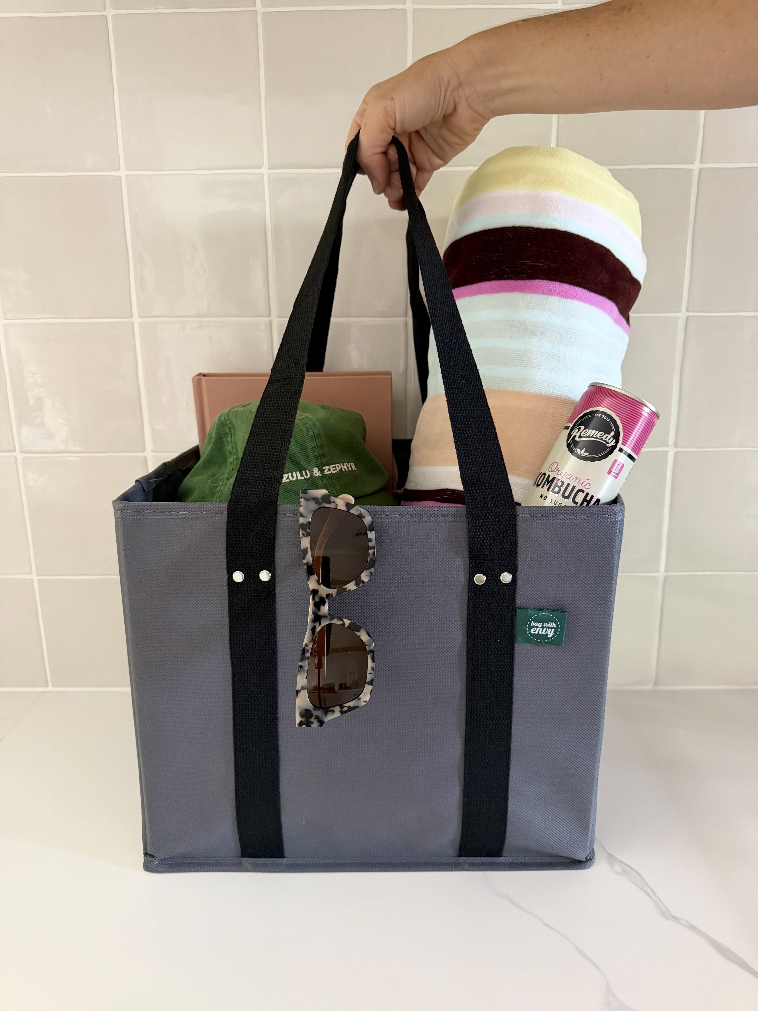 Reusable Box Bag - Grey with Black Handles (Pre-Order)