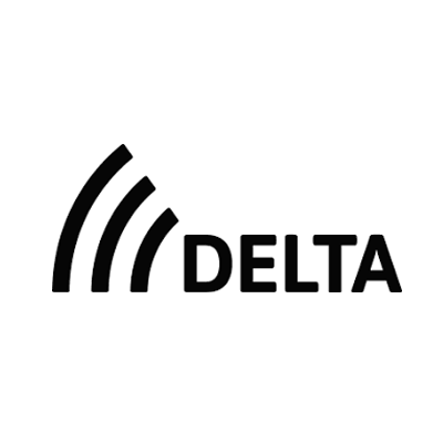 Logo van het bedrijf Delta met grafiekelementen