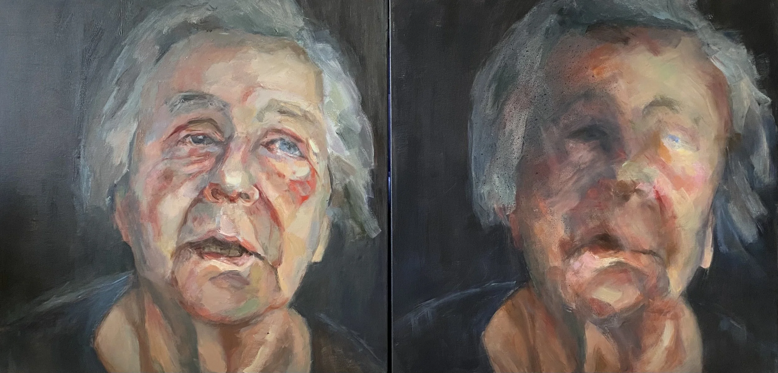 Das versinkende Ich, 2024
Dyptichon, Acryl auf Leinwand, 80 x 160 cm