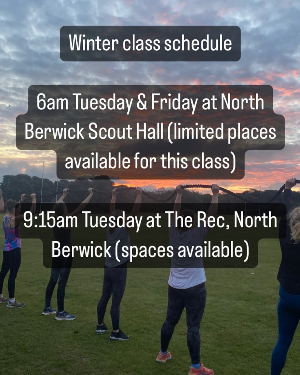 ⭐️Winter Class Schedule⭐️

Come join my classes for fun, community, support, accountability, chat and of course strength and cardio training. 

Cost is &pound;8.50 per session drop in, &pound;40.00 for 5 class pass and &pound;70 for 10 class pass.

B