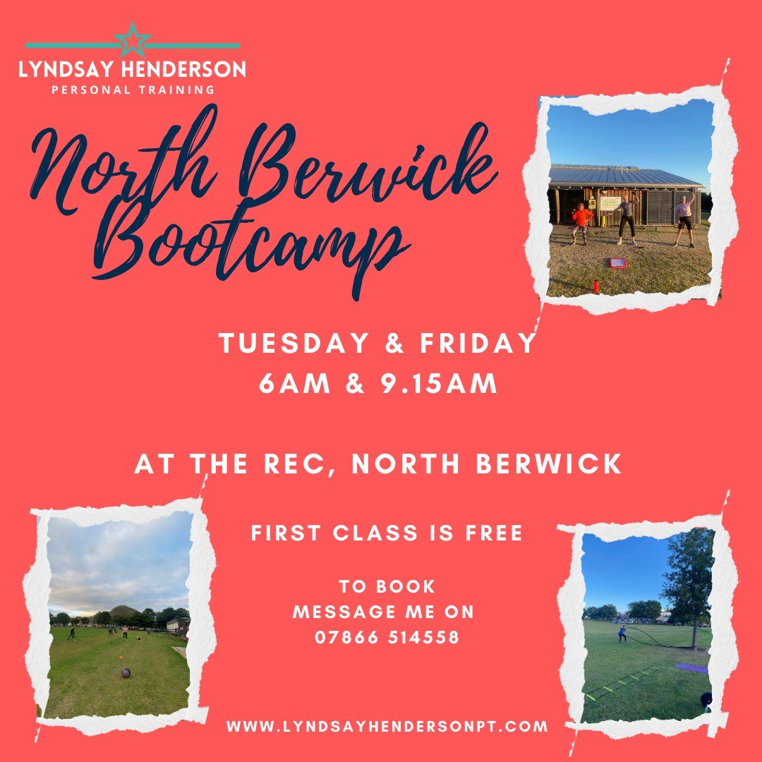 🚨AUTUMN BOOTCAMP SCHEDULE🚨

Are you looking for a fun &amp; sociable fitness class? Join me for my THIRD YEAR of bootcamp classes at The Rec, North Berwick.

⭐️ Bootcamp classes at 6AM &amp; 9:15AM every Tuesday &amp; Friday
⭐️ LOCATION - The Rec, 