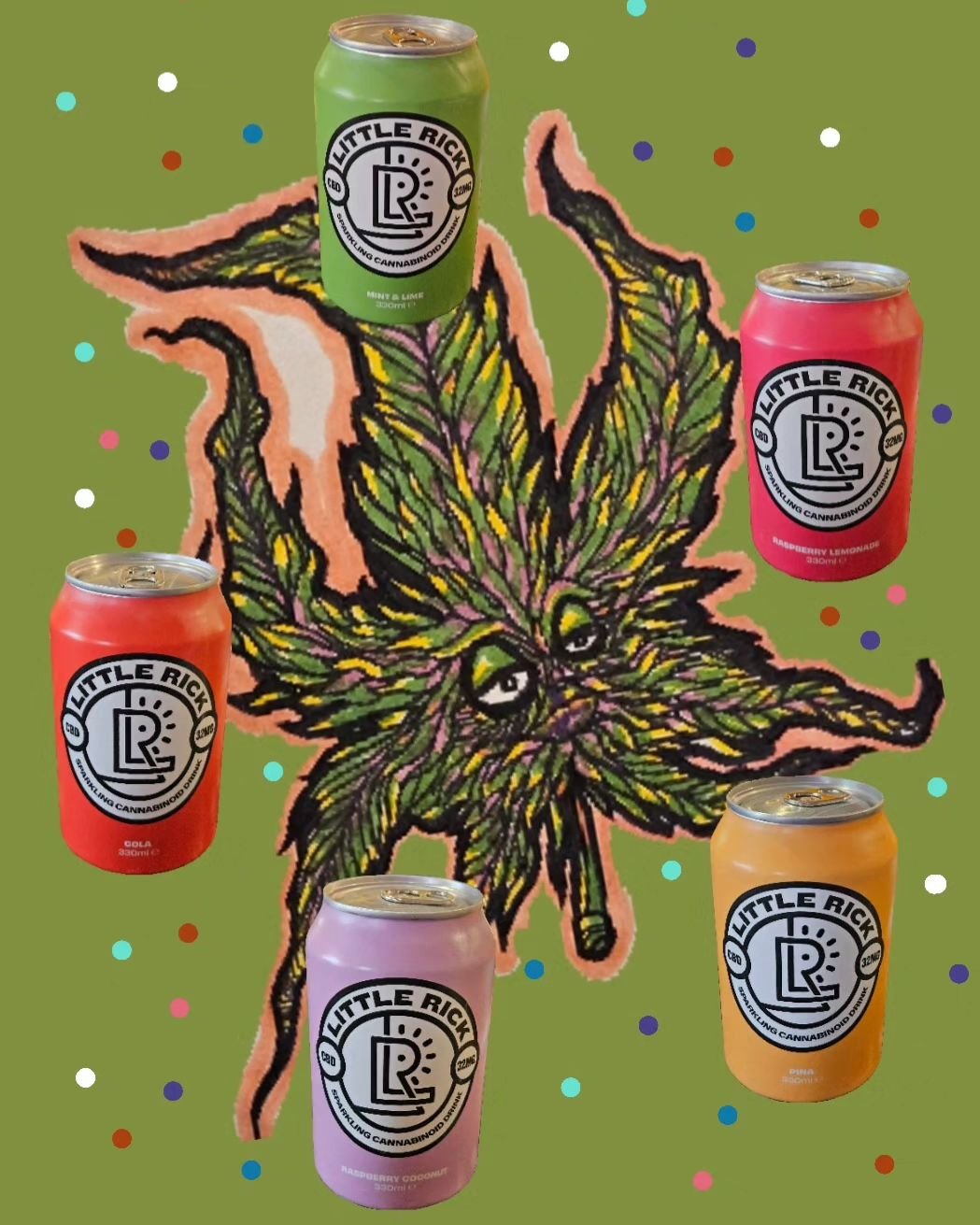 Have a refreshing CBD drink in the warmer season; Little Rick's cans have 32MG of CBD inside mixed with some juicy flavours to choose from! 

🥥 Pina 
🍋 Raspberry Lemonade
🧉 Cola
🫐 Raspberry Coconut
🍃 Mint Lime 

&pound;2.90 each! 

Available in 