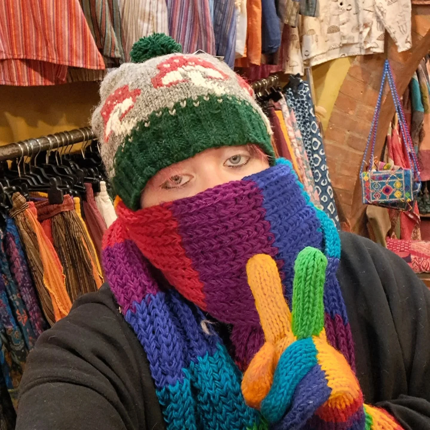 🌈Stay cozy with our warm rainbow woolen collection!! 🔥This assortment of toasty textiles will keep you snug as a bug in a rug from head to toe. 🪲The best way to chase of those new year winter blues ❄️

🌈Rainbow scarf &pound;15
🎉Woolen Mushroom H