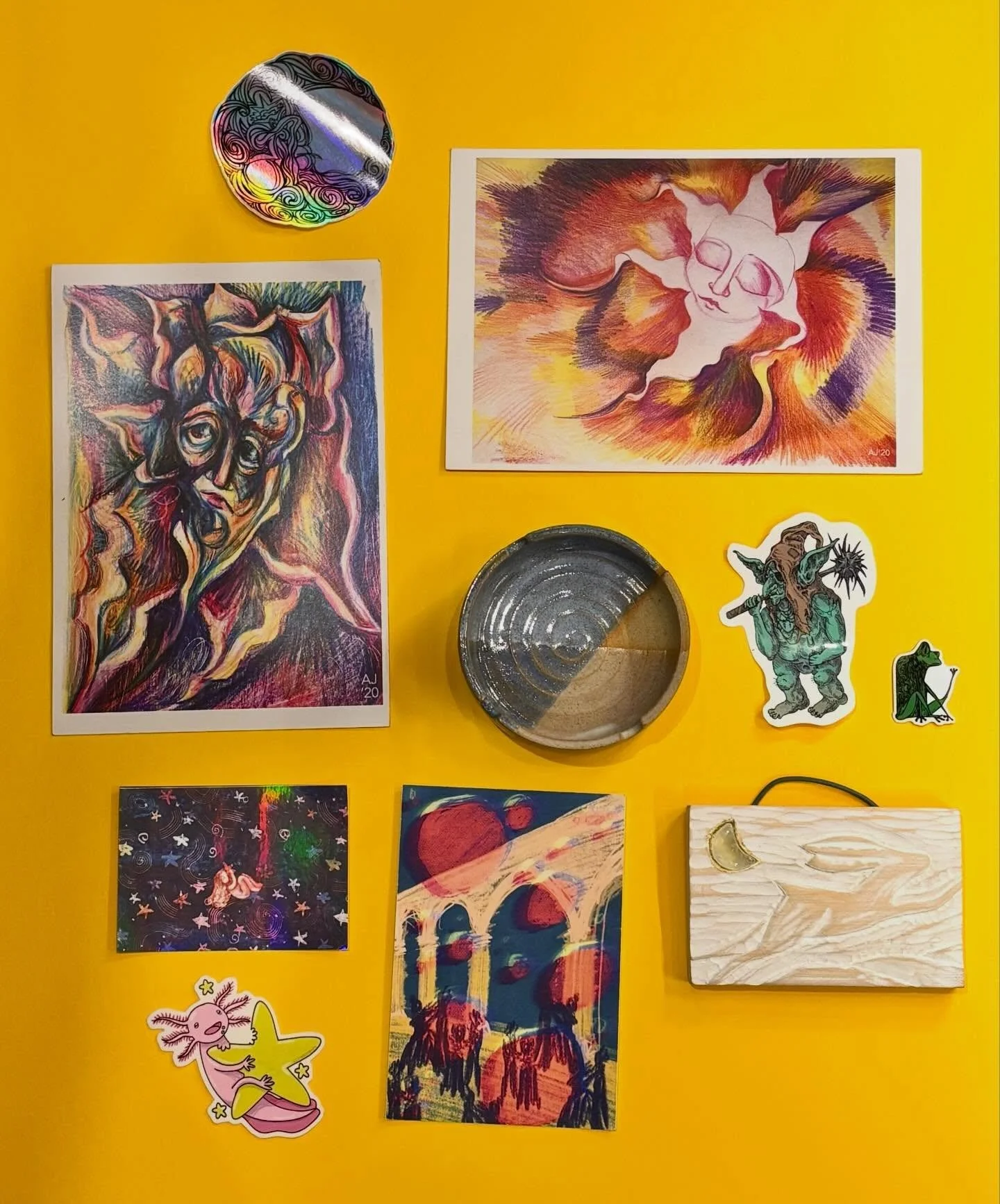 We&rsquo;re a small Norwich business supporting small Norwich artists! Come in to support us and them and leave with some of these lovely goodies. ☁️🎨🖼️🌞

1. a bit of everyone!
2. prints (&pound;10), postcards (&pound;2), and stickers (from &pound