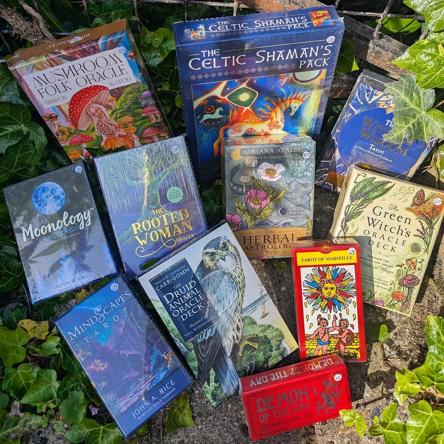 check out our stunning new collection of tarot and oracle cards ✨ 

available in store only !!

The Celtic Shaman's Pack - &pound;30
Mushroom Folk Oracle - &pound;25
The Witches Wisdom Tarot - &pound;27
Moonology Oracle - &pound;20
The Rooted Woman O