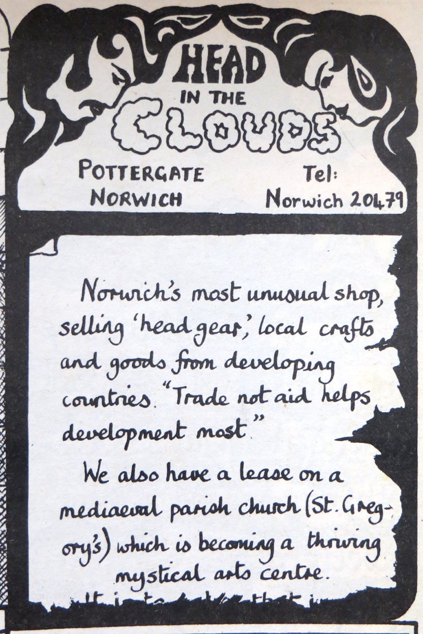 1975 advert for Head in the Clouds. As featured in issue 1 of Brain Storm Comix.