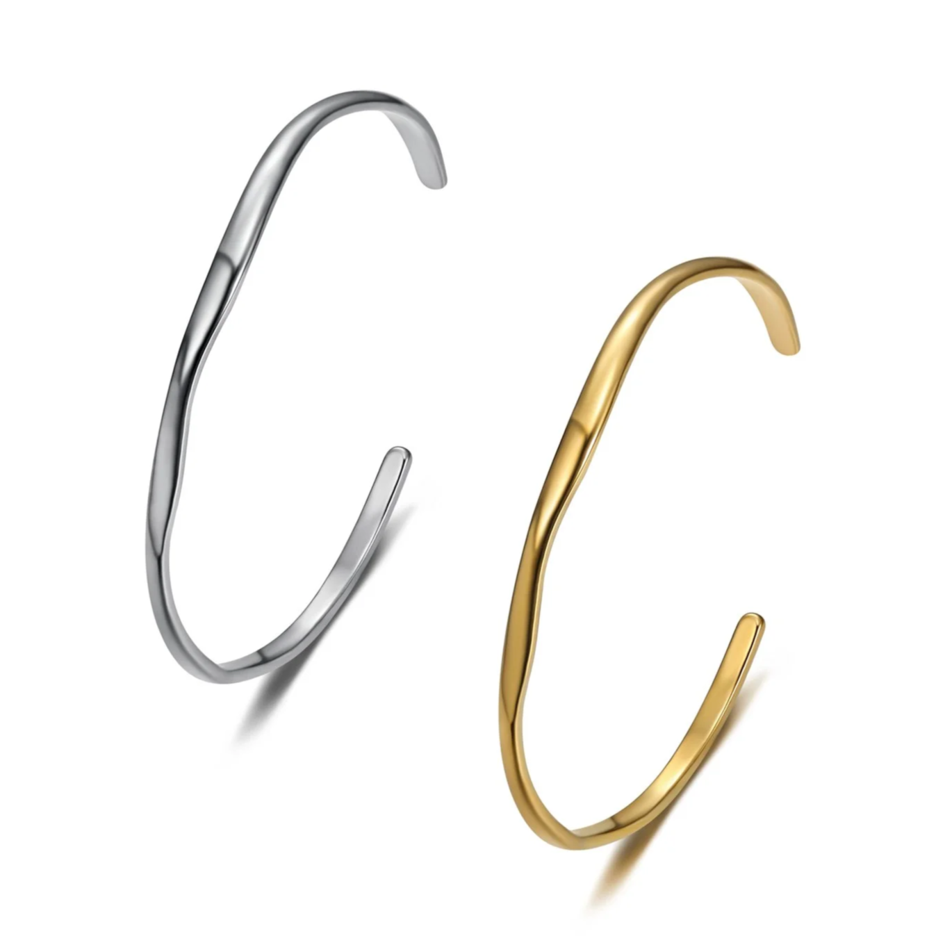 Dainty Organic Open Bangle (Gold&Silver)