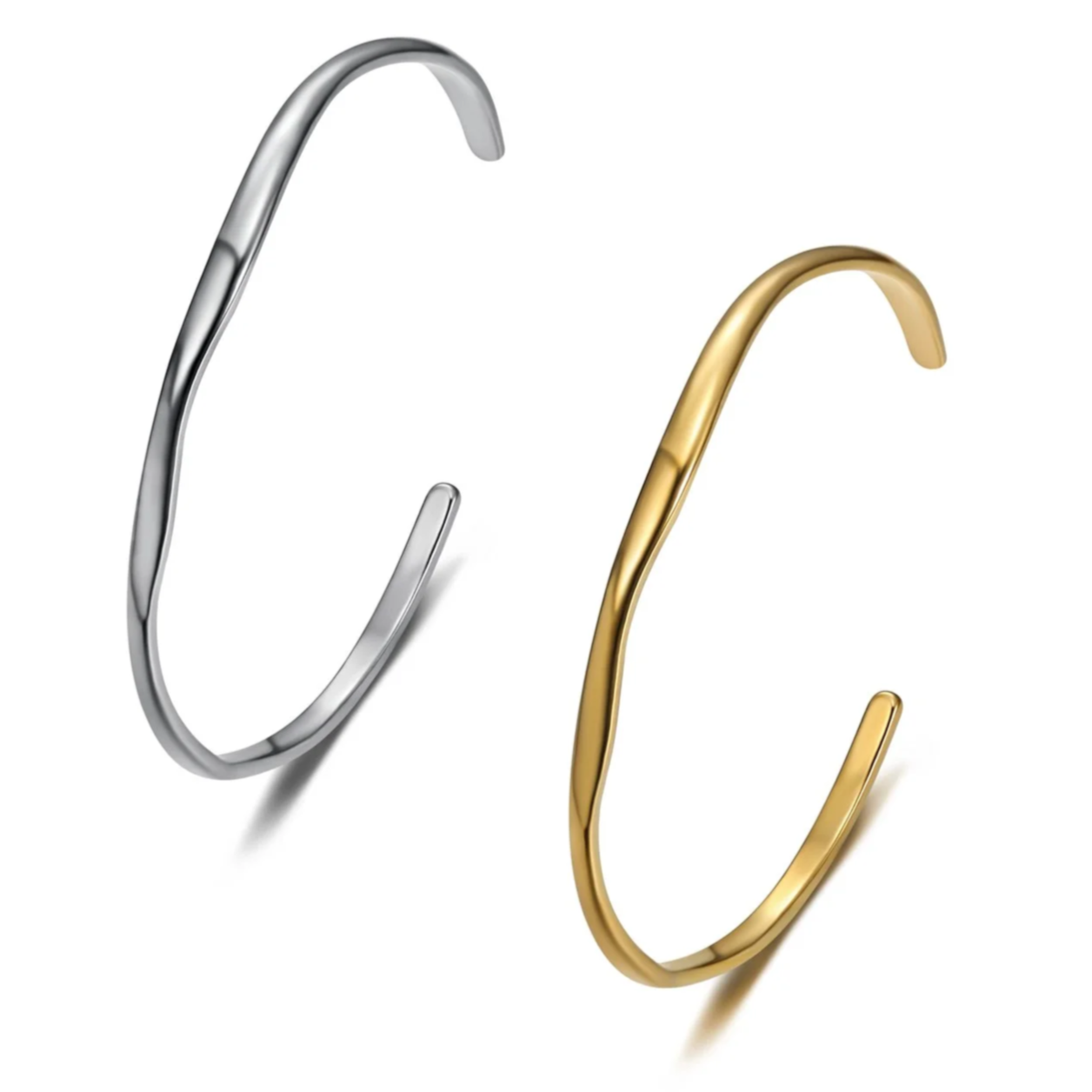 Dainty Organic Open Bangle (Gold&Silver)