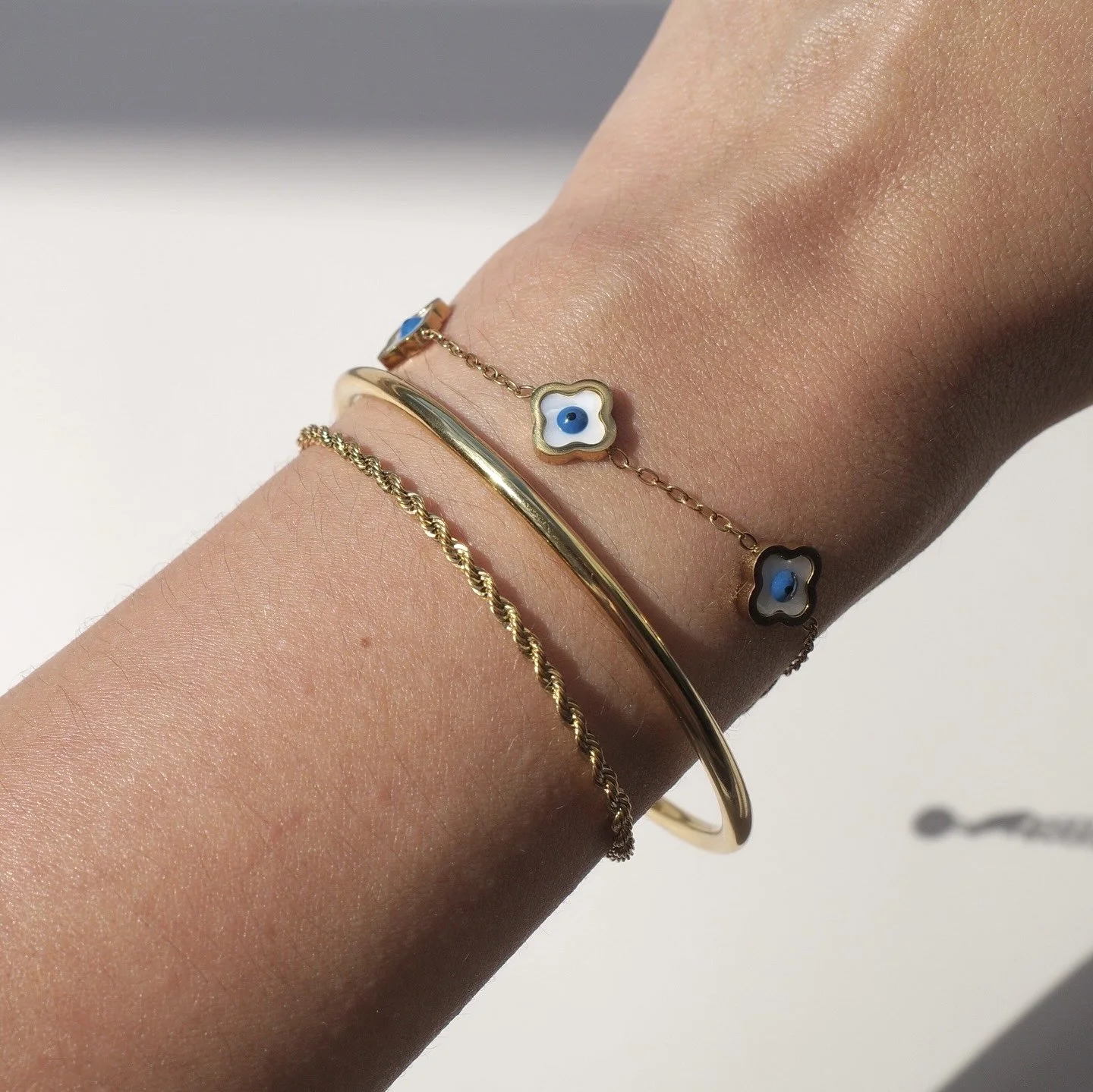Evil Eye Clover Bracelet (Gold/Silver)
